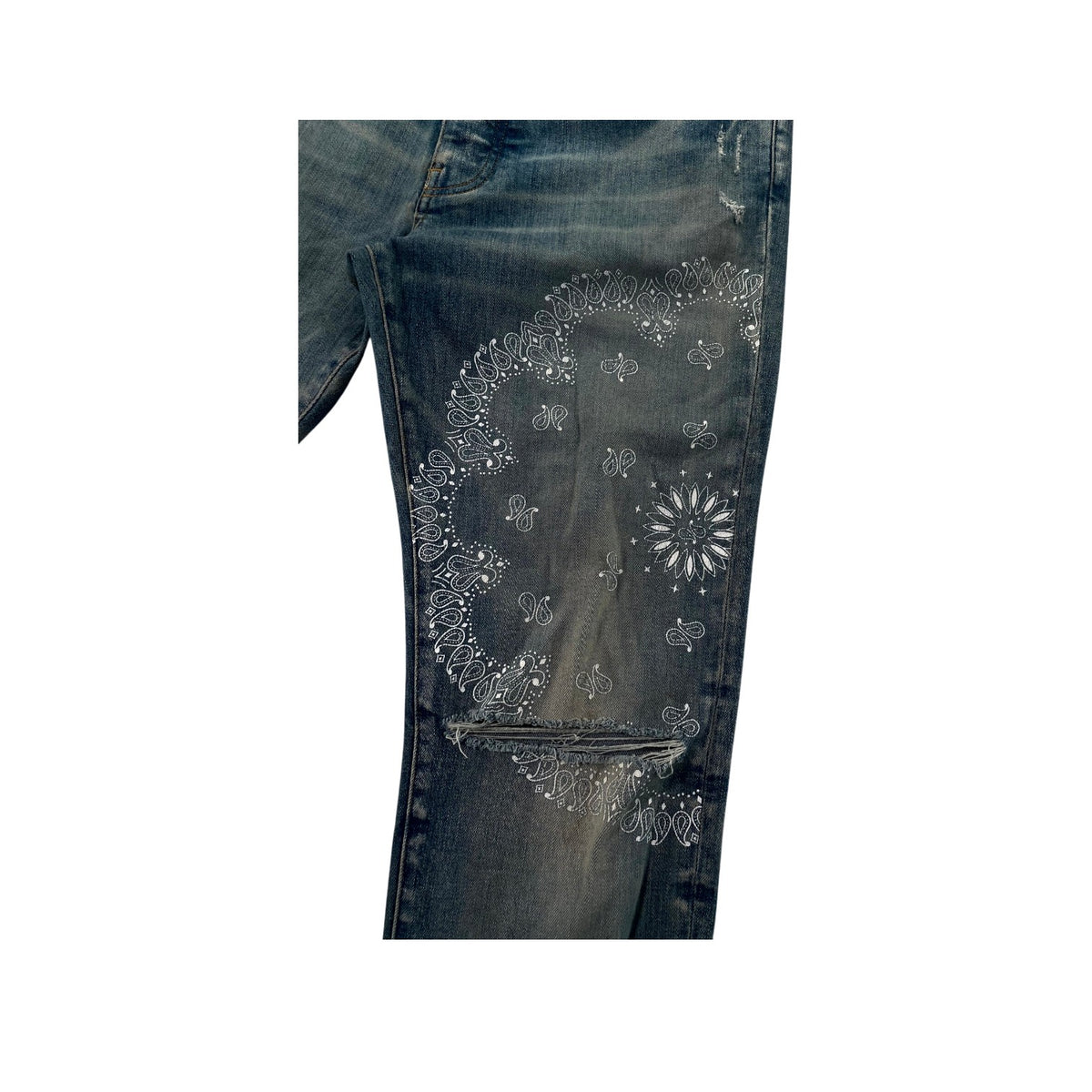 Amiri Paisley Monogram Light Wash Jeans