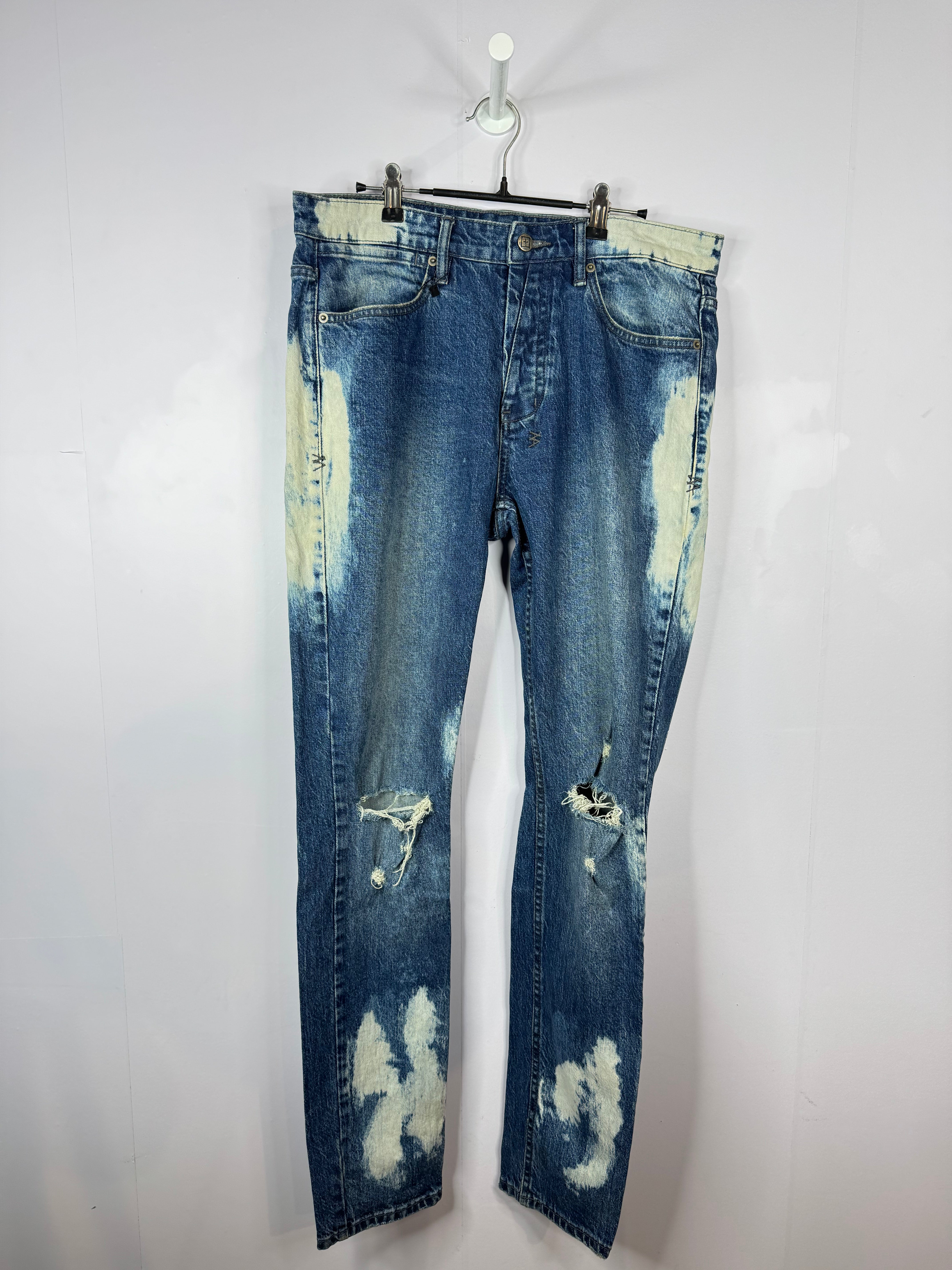 Ksubi Ripped Knee Blue & White Jeans