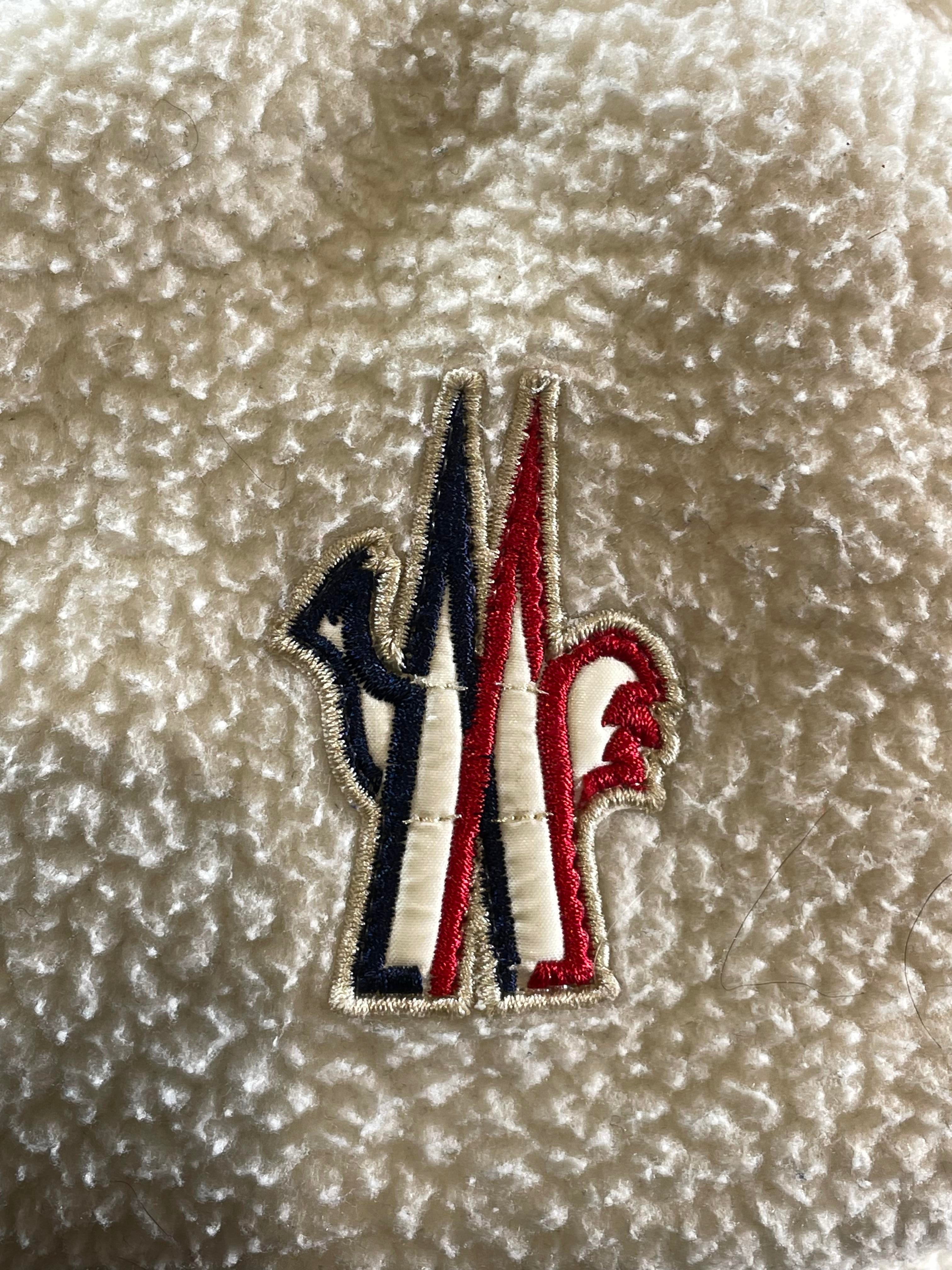 Moncler White & Red Fur Sherpa Fleece Jacket