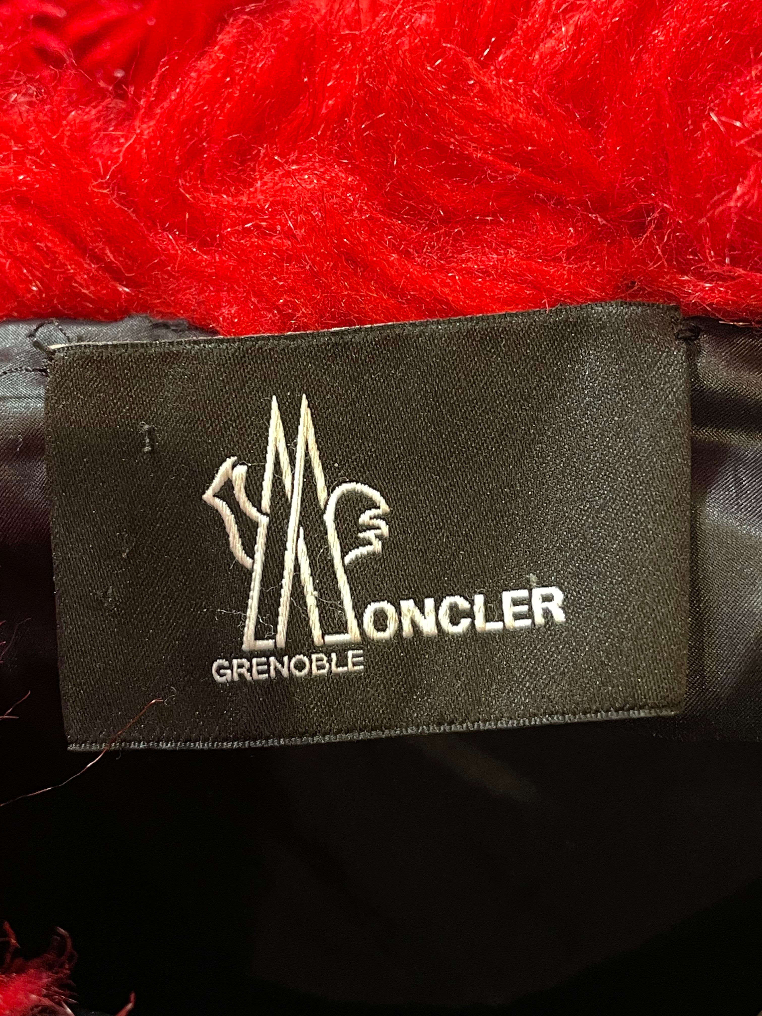 Moncler White & Red Fur Sherpa Fleece Jacket