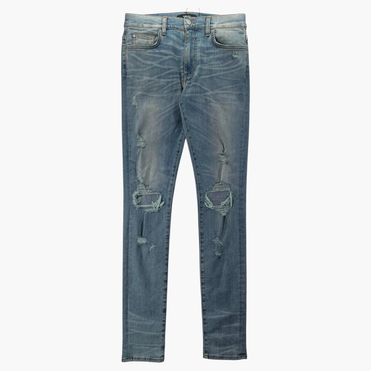 Amiri Knee Rip (Zipper) Light Wash Jeans
