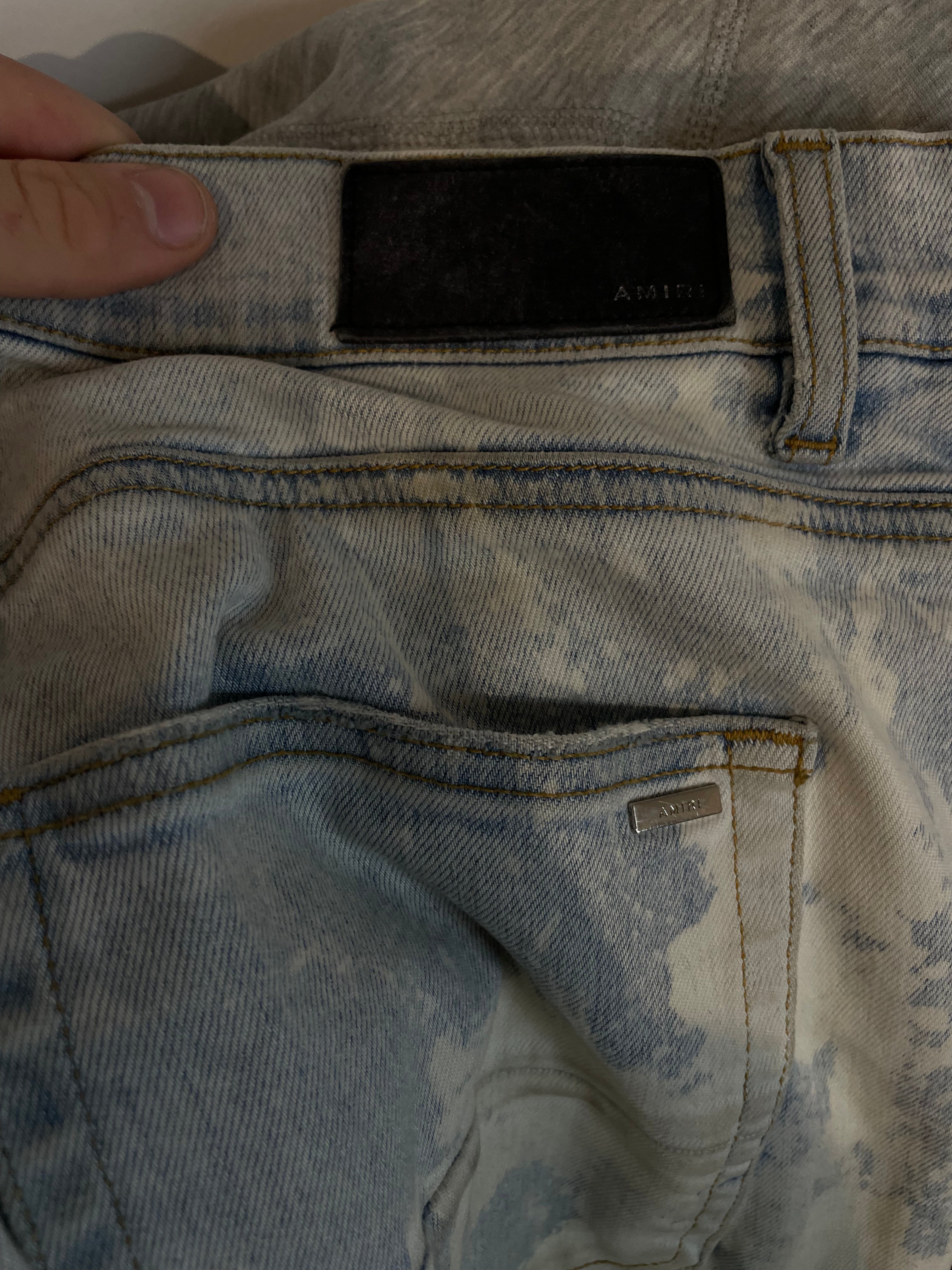 Amiri Jeans Tye Dye Wash Rainbow Crystal Patch Used 36