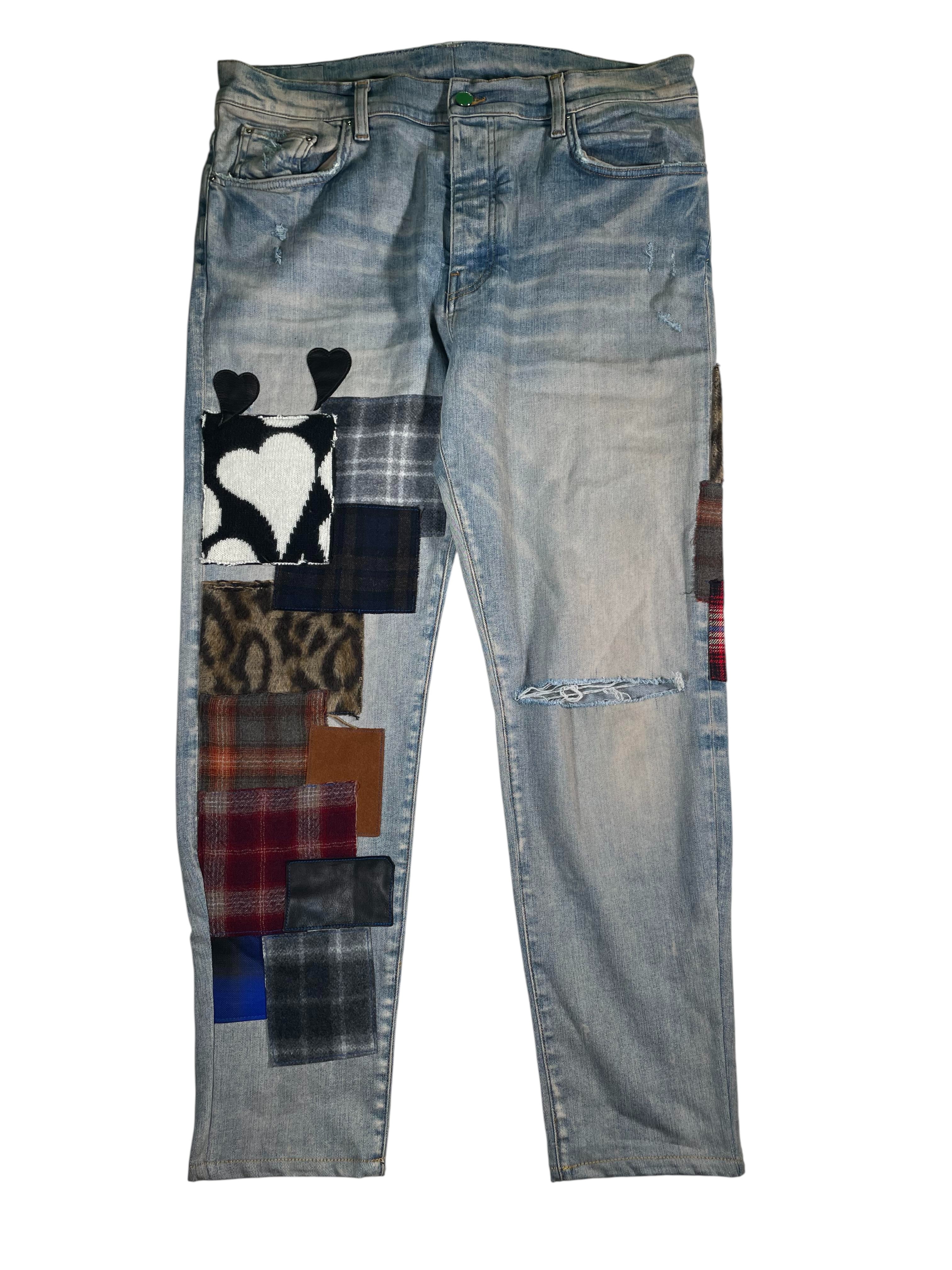 Amiri Lumber Patchwork Light Wash Jeans