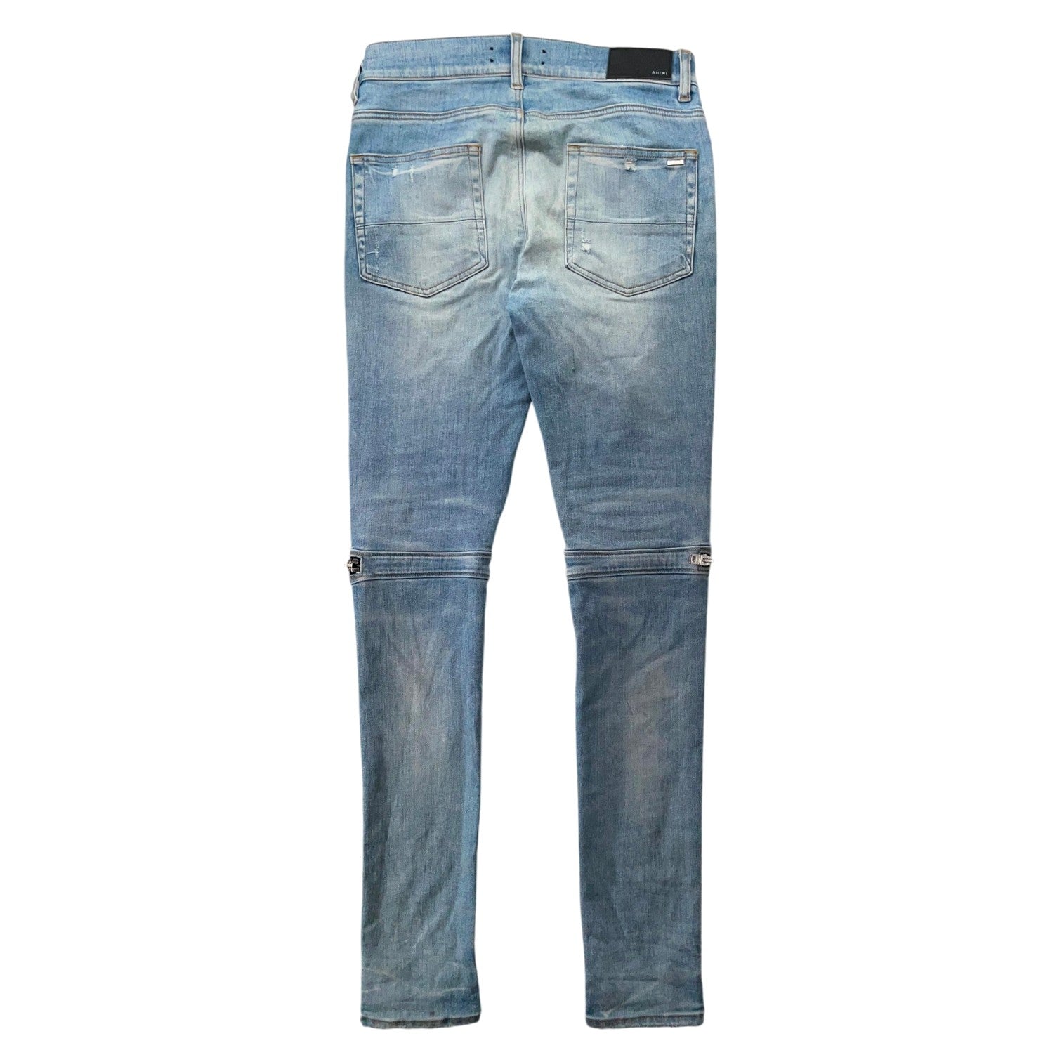 Amiri "MX2" Plaid Patch Light Wash, Blue & Orange Jeans
