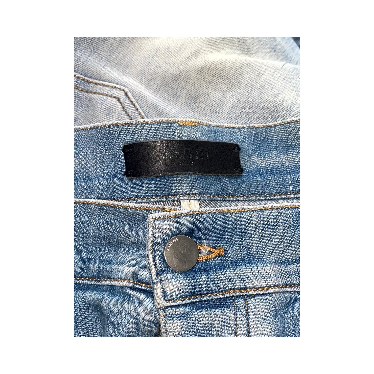 Amiri "MX2" Plaid Patch Light Wash, Blue & Orange Jeans