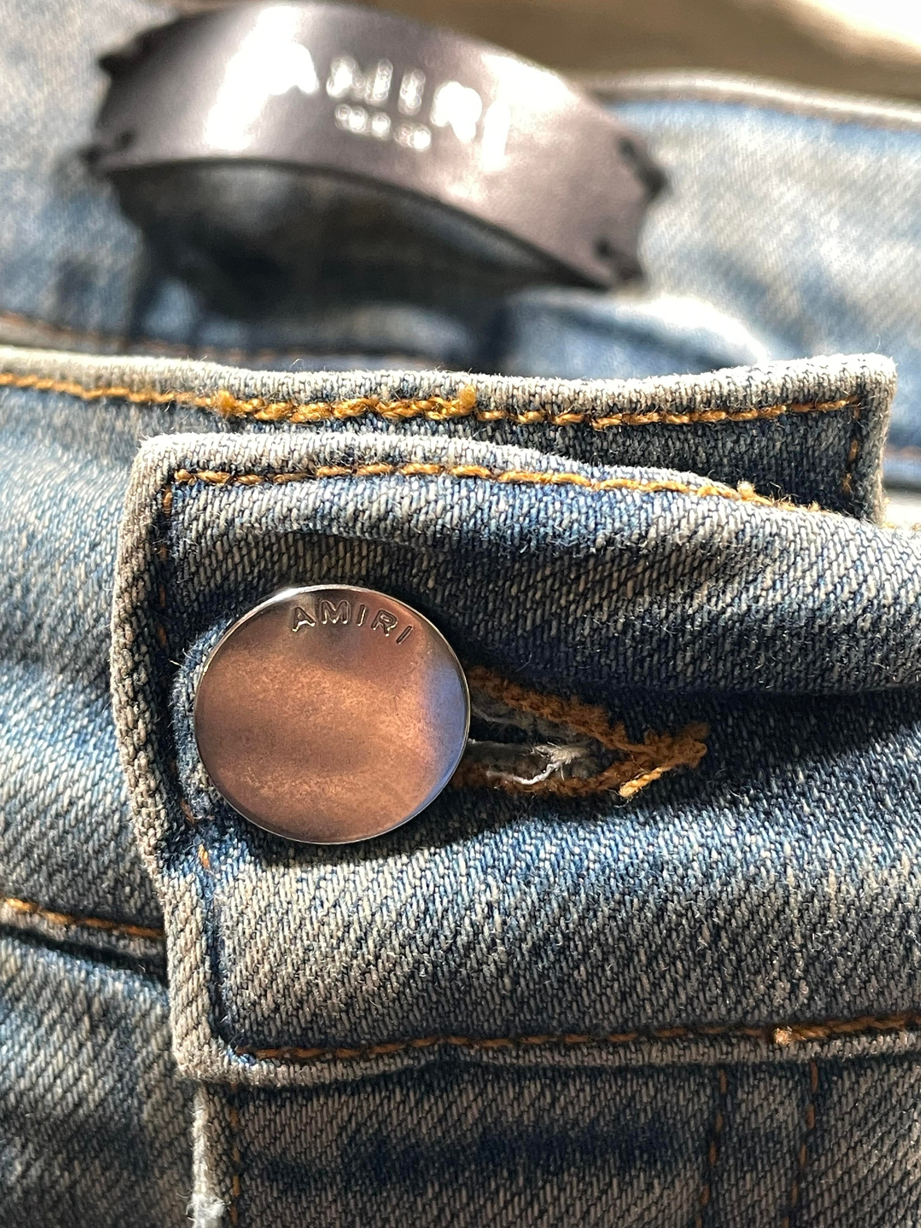 Amiri MX2 Plaid Patch Light Wash Jeans