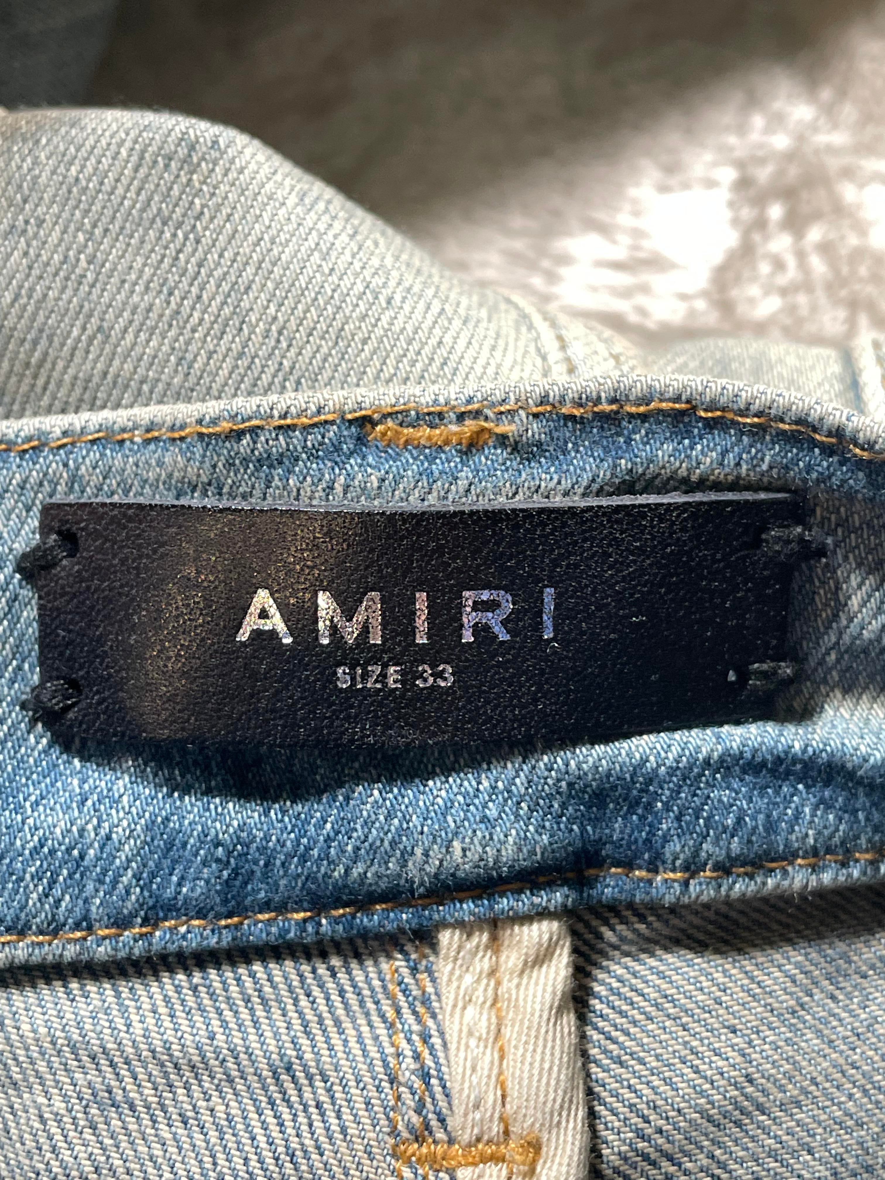 Amiri MX2 Plaid Patch Light Wash Jeans