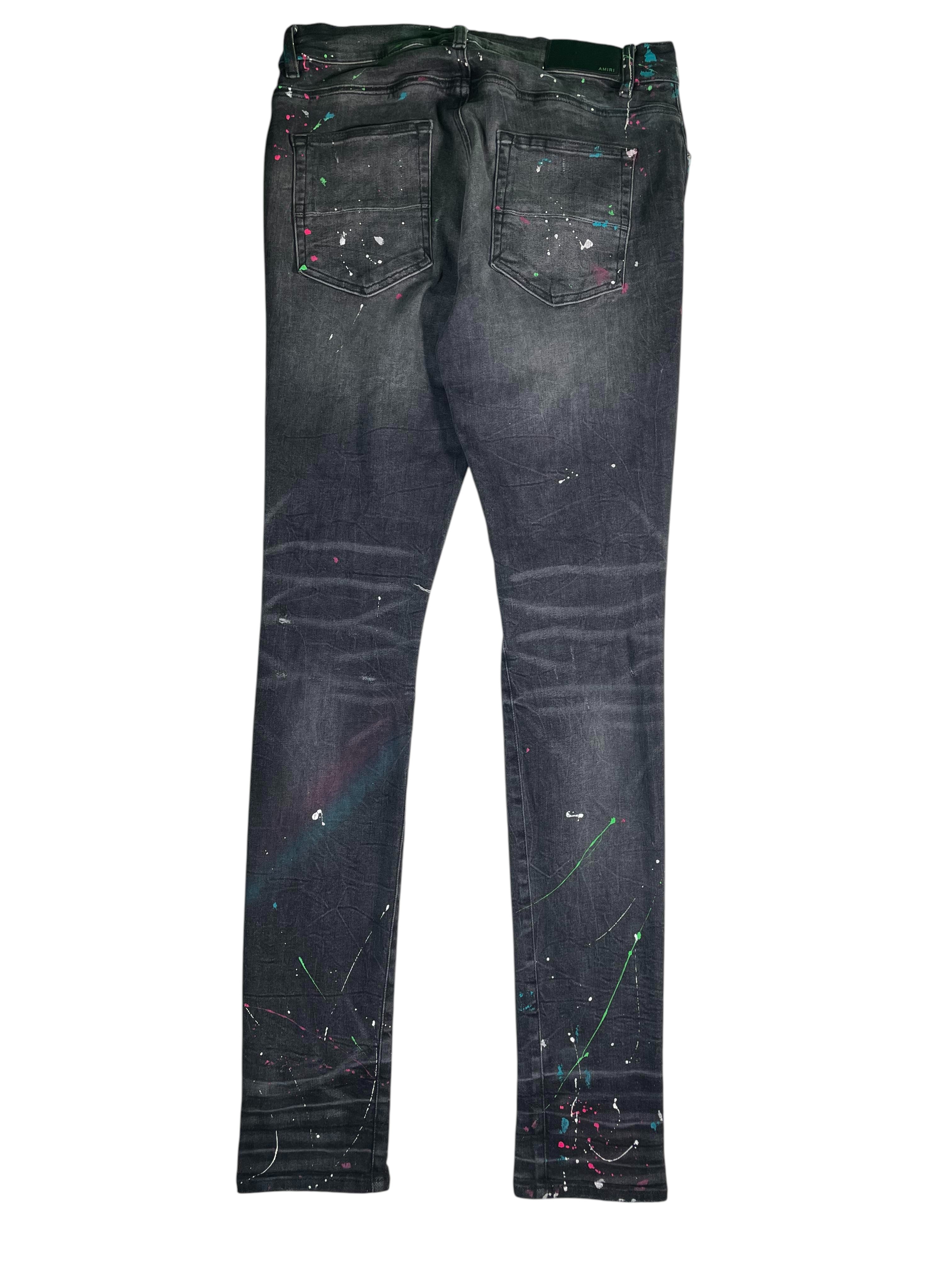 Amiri Paint Splatter Thrasher Black Jeans