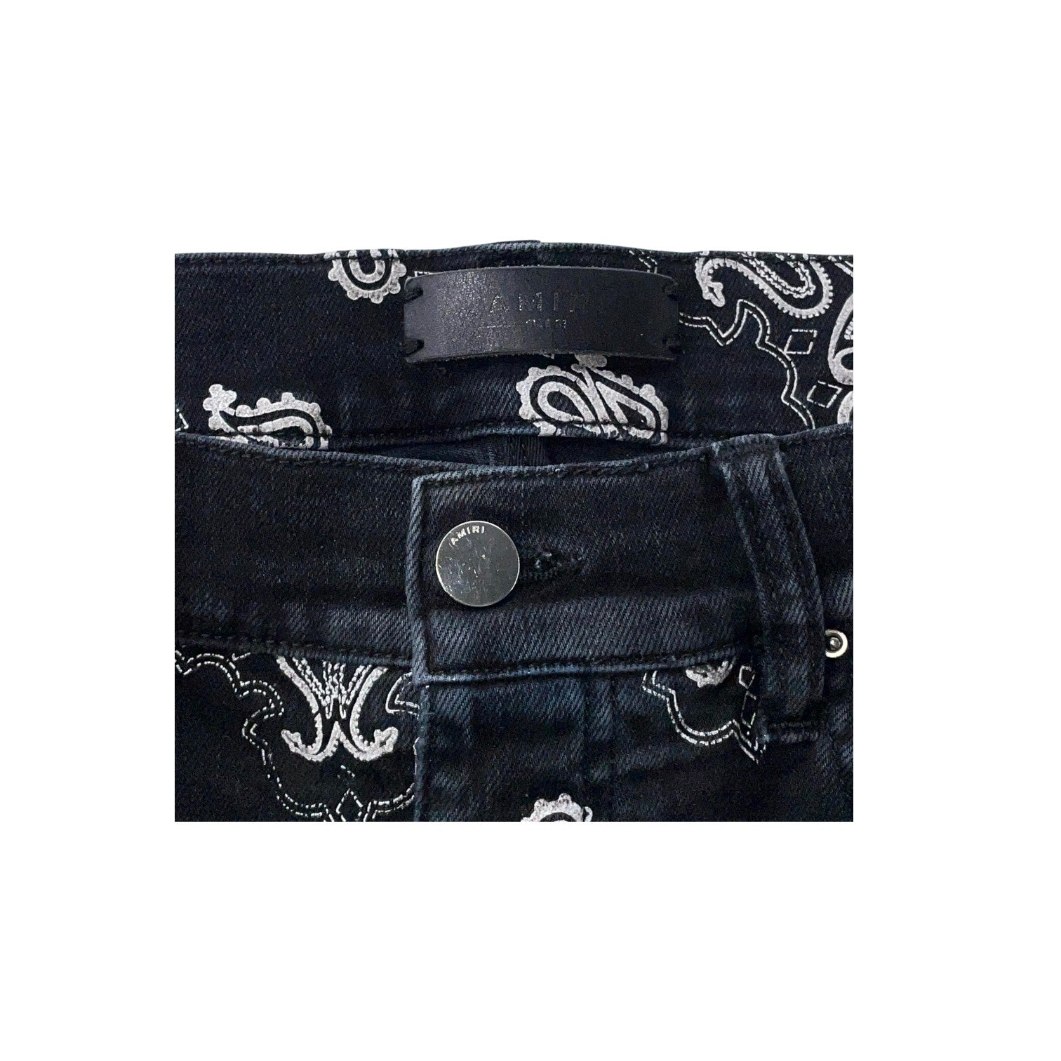Amiri Flocked Paisley Monogram (Repaired) Black Wash Jeans