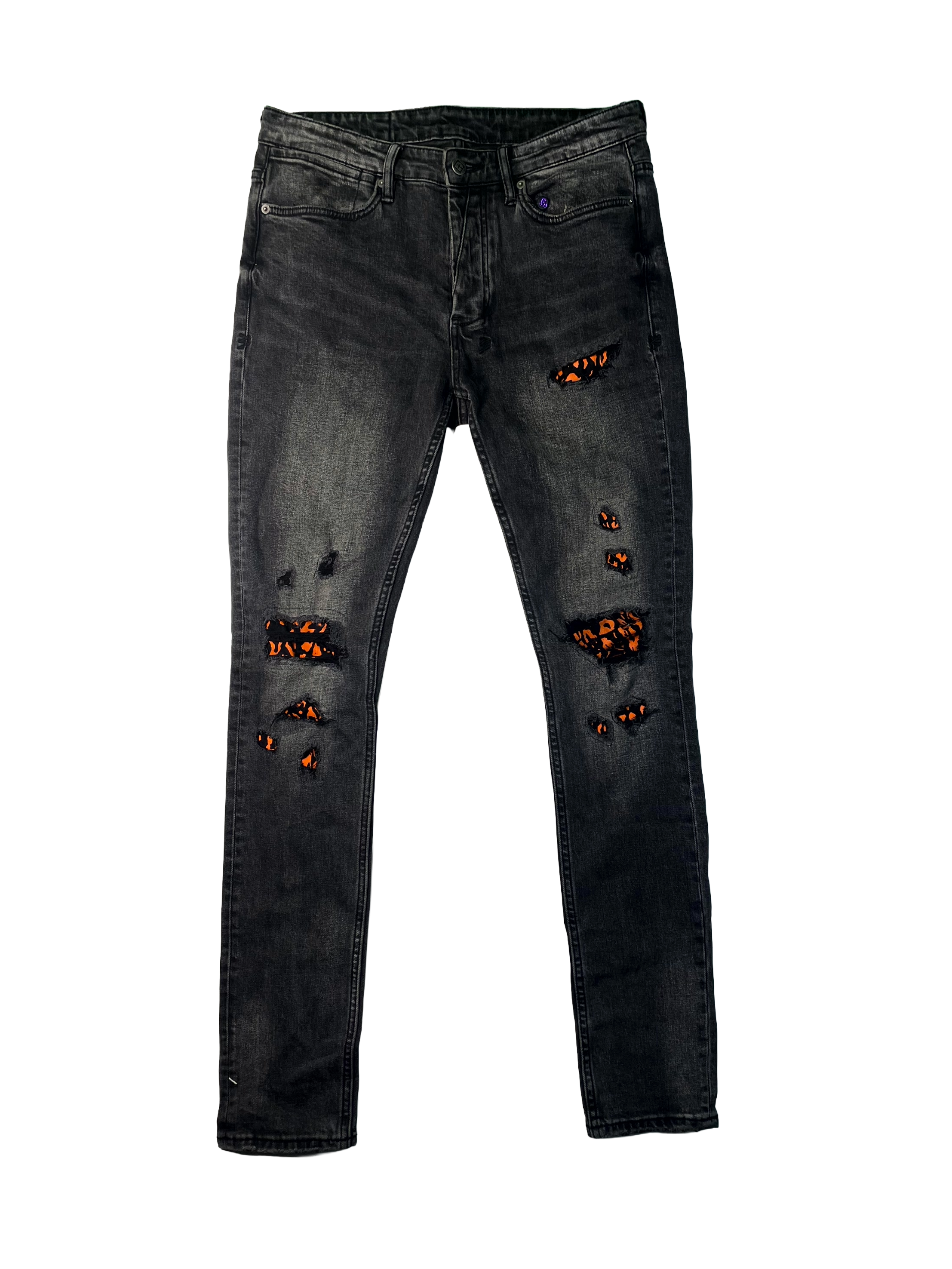 Ksubi Ripped Grey Wash & Orange Jeans