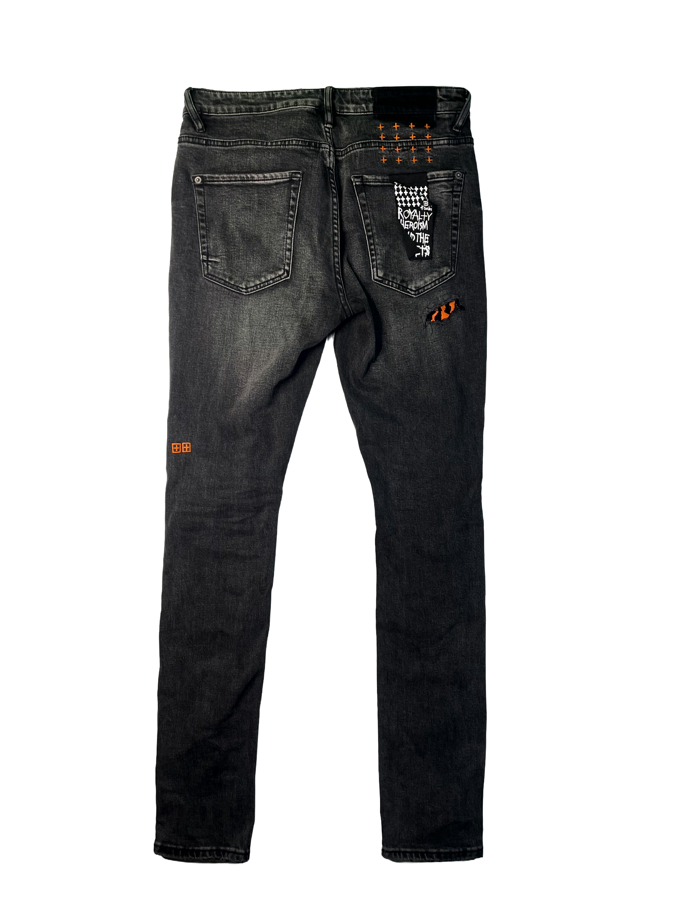 Ksubi Ripped Grey Wash & Orange Jeans