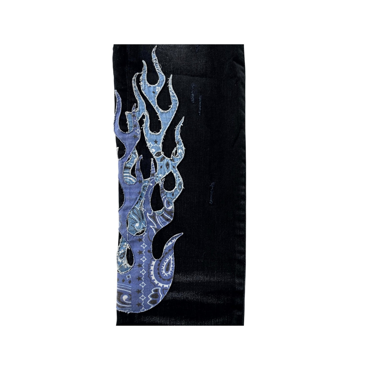 Amiri Paisley Flames Black Wash & Blue Jeans