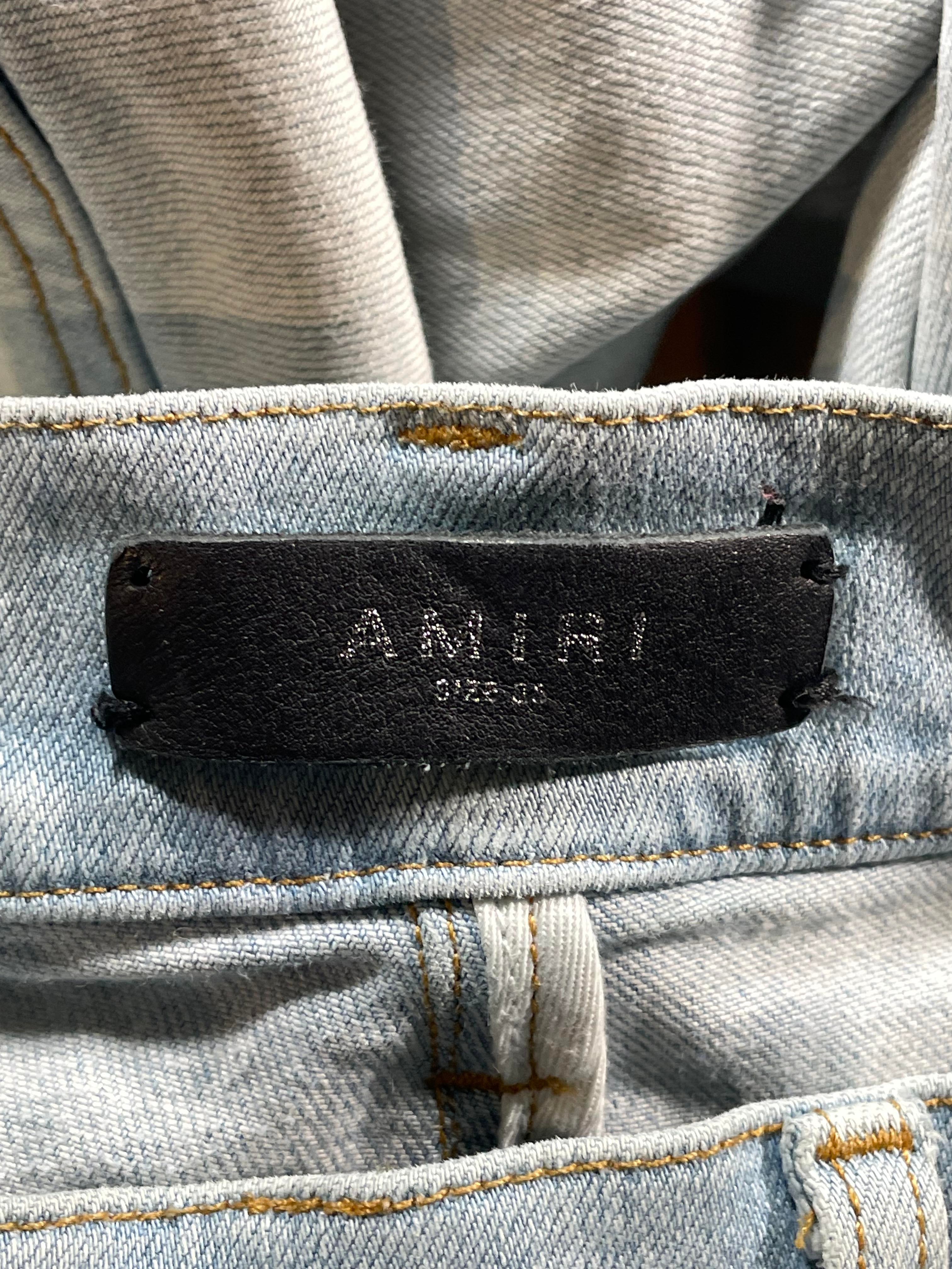 Amiri MX1 Camo Patch Light Wash Jeans
