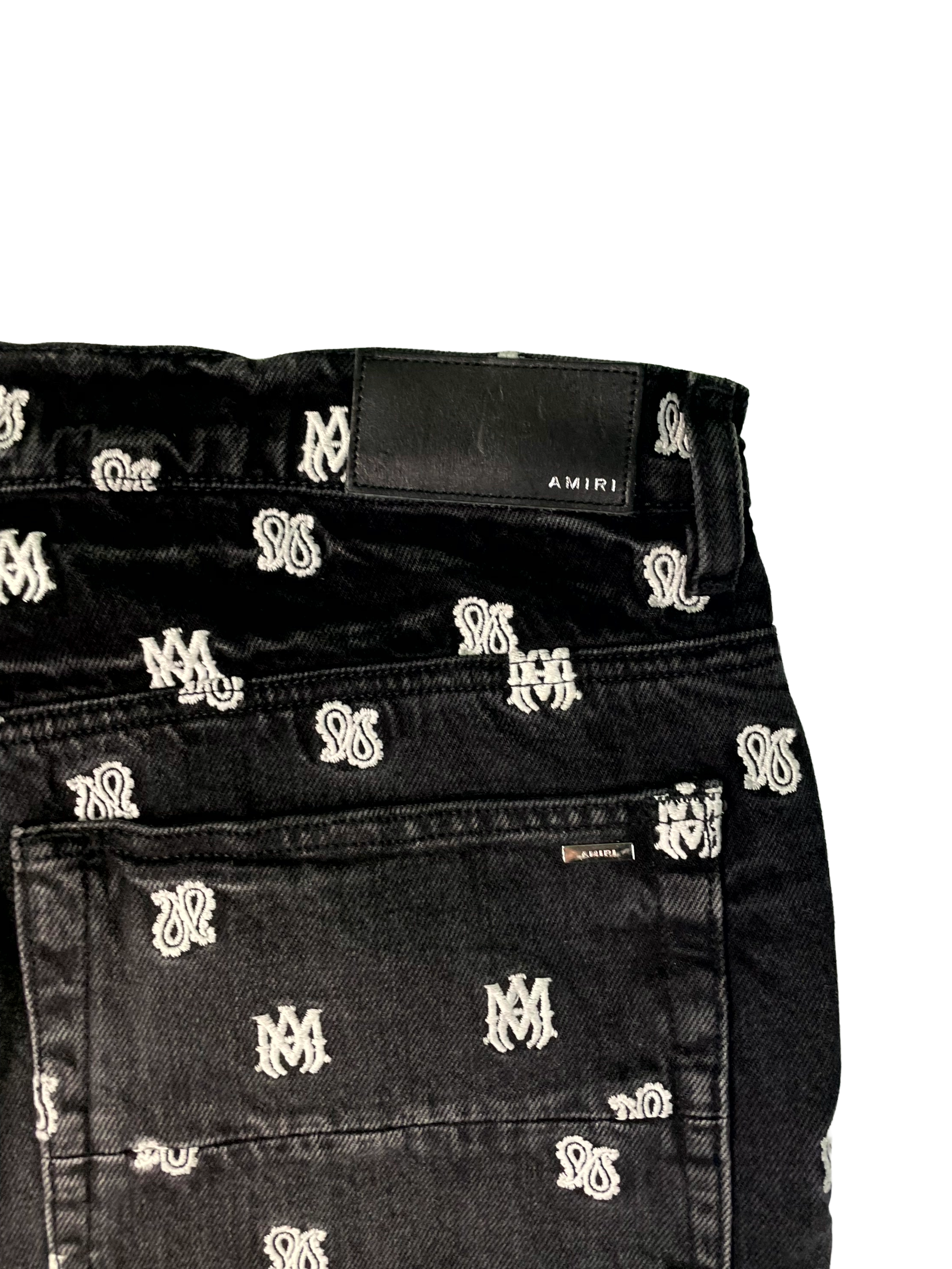 Amiri All Over Logo Thrasher Black Jeans