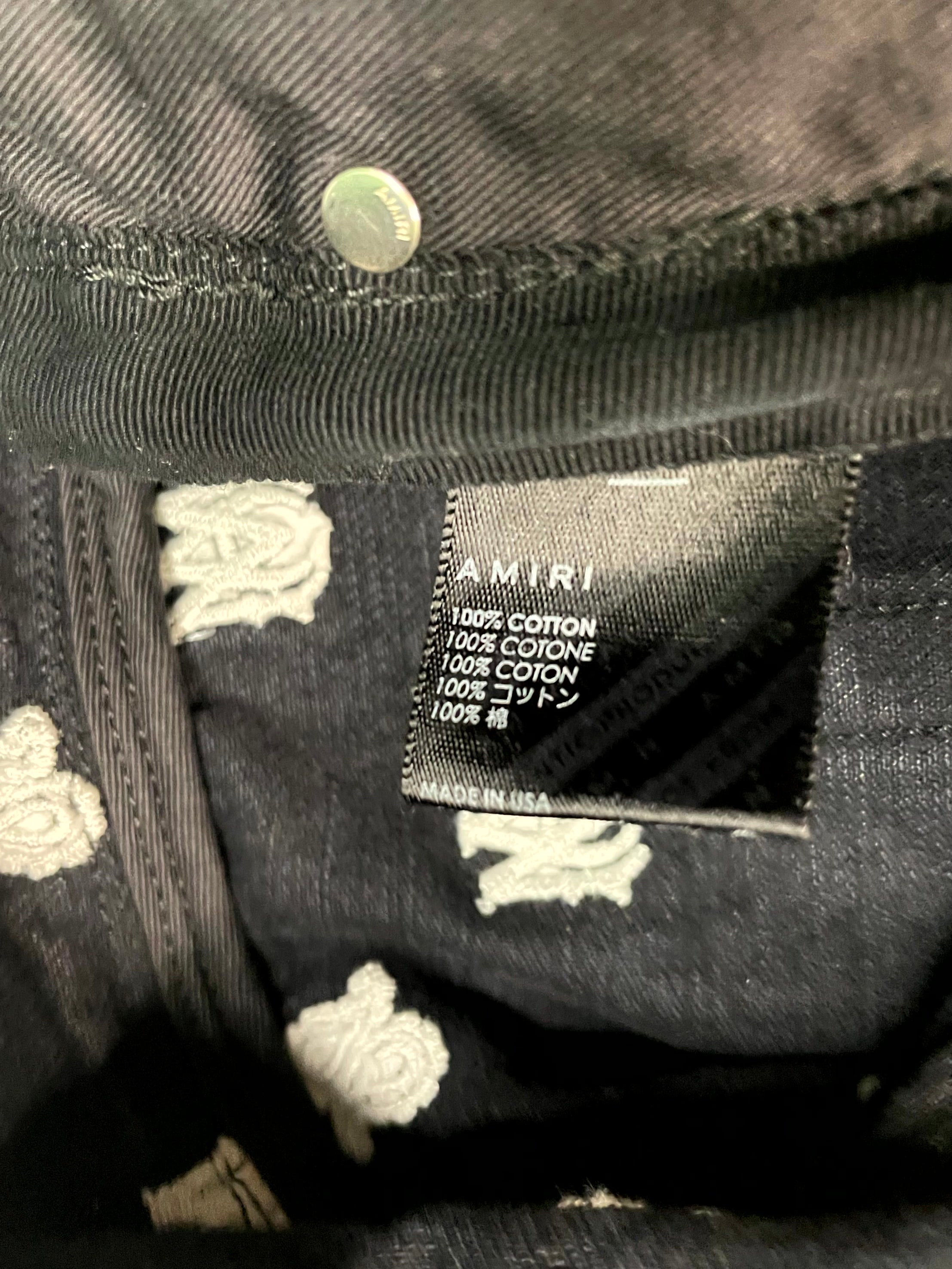 Amiri All Over Logo Thrasher Black Jeans