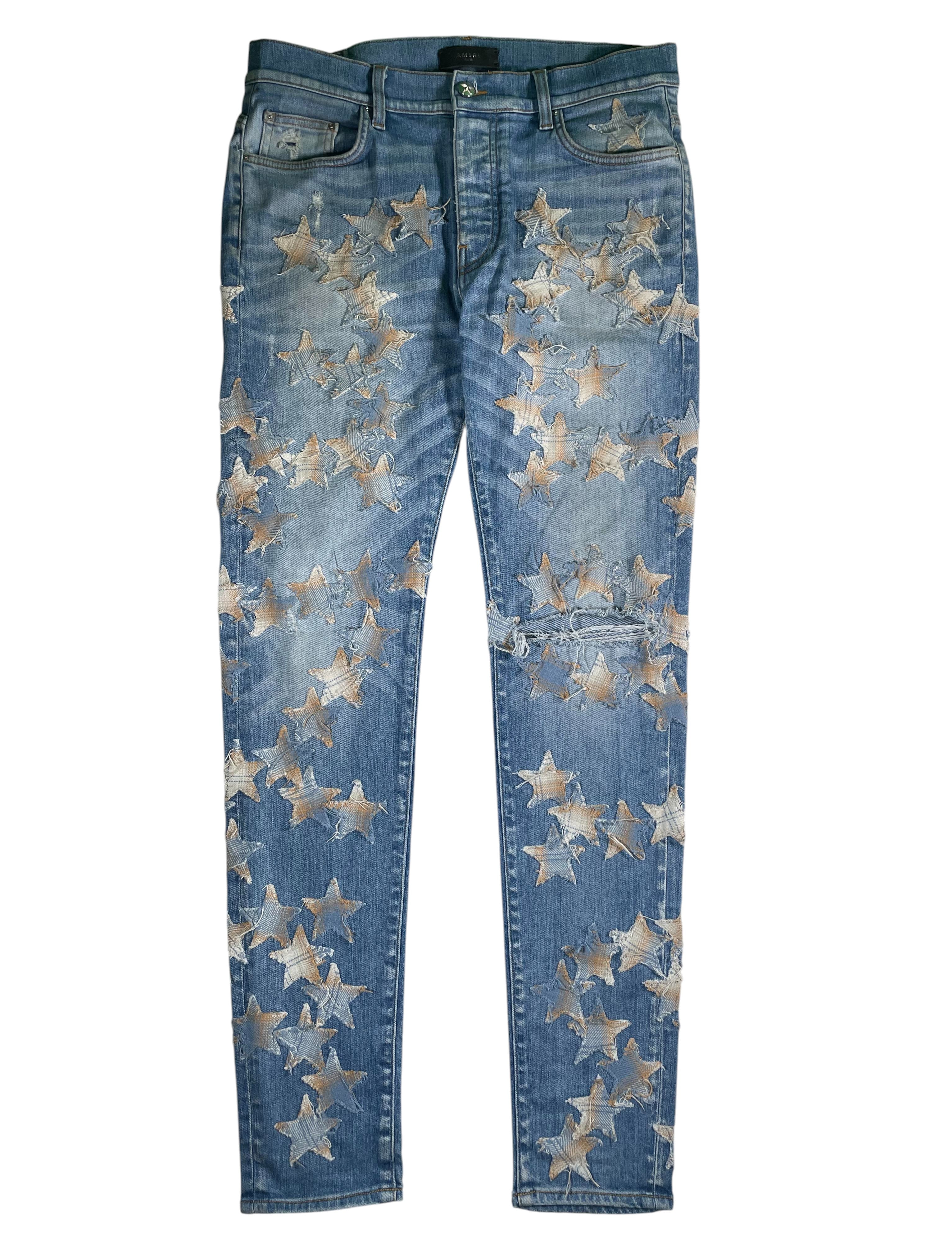 Amiri Star Chemist Flannel Light Wash Denim Jeans