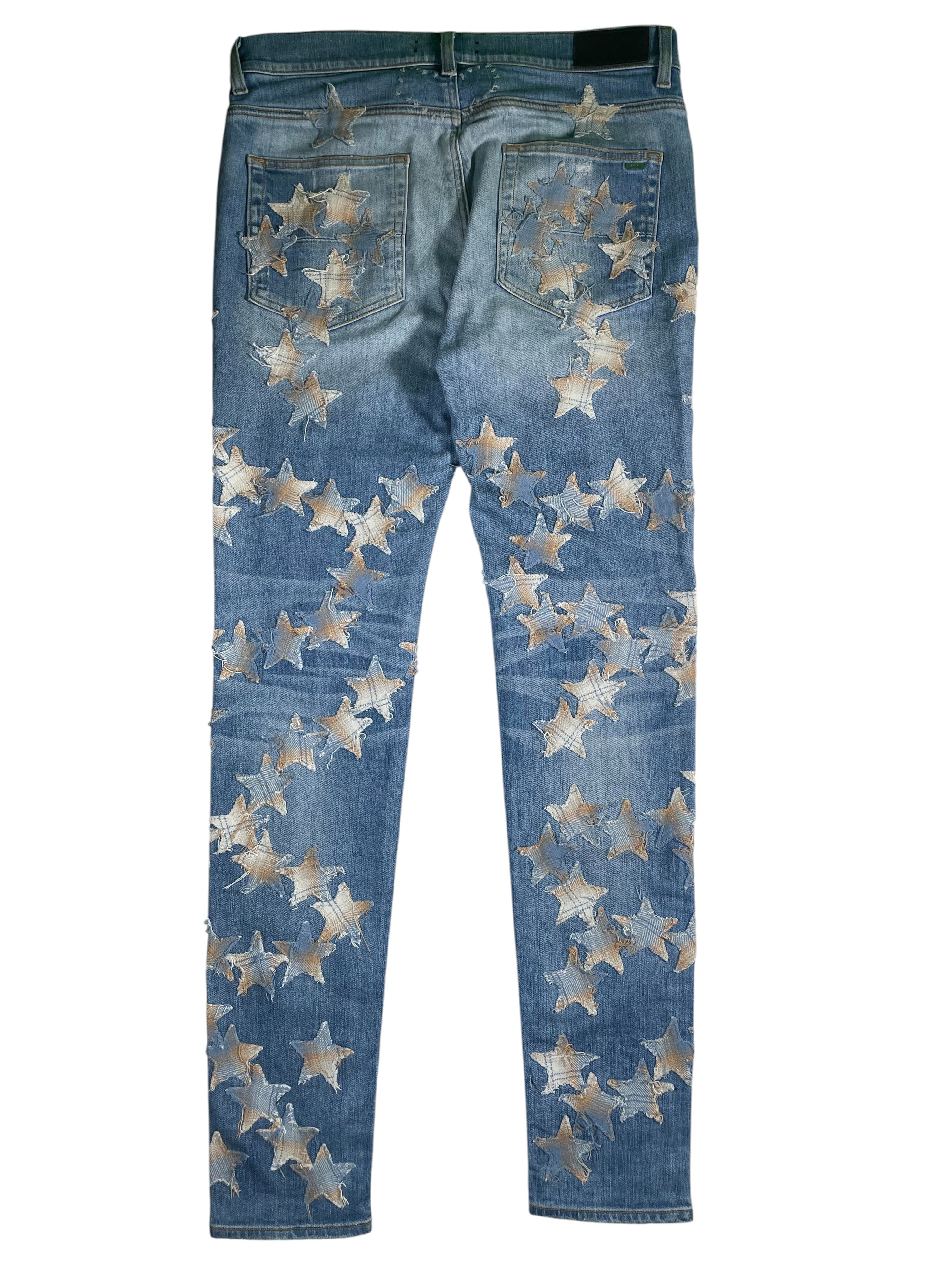 Amiri Star Chemist Flannel Light Wash Denim Jeans