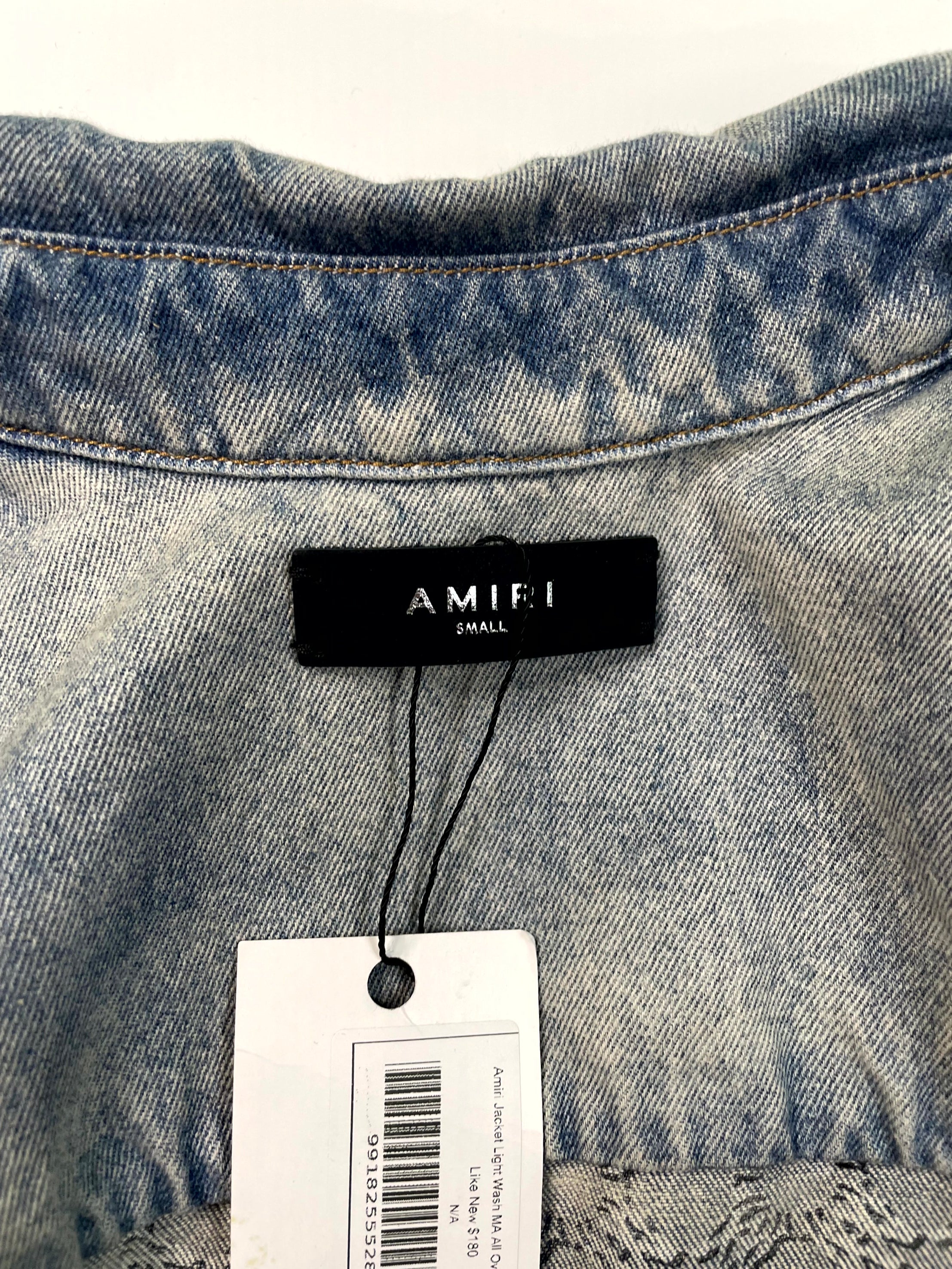 Amiri MA All Over Print Light Wash Blue Jacket