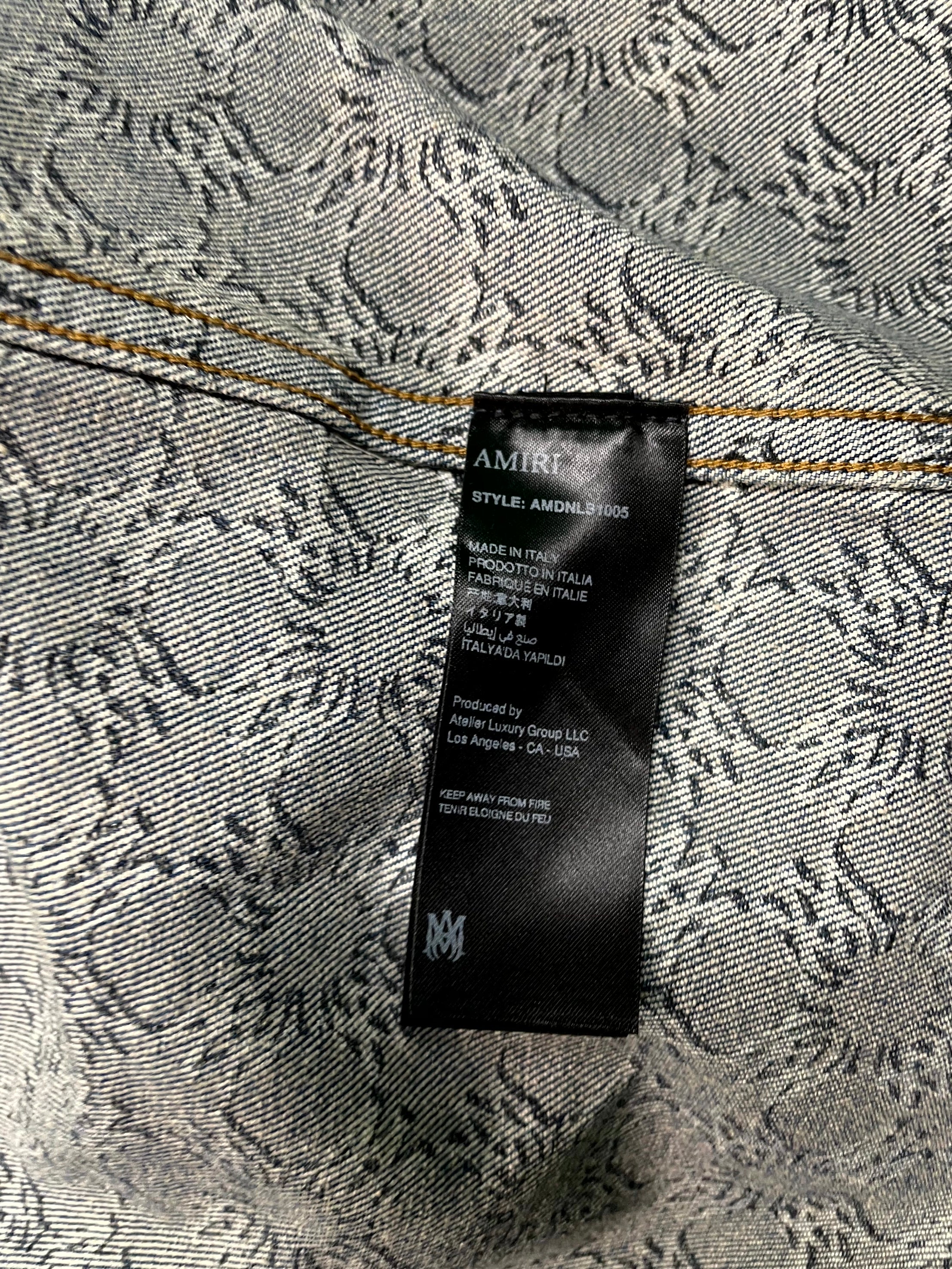 Amiri MA All Over Print Light Wash Blue Jacket
