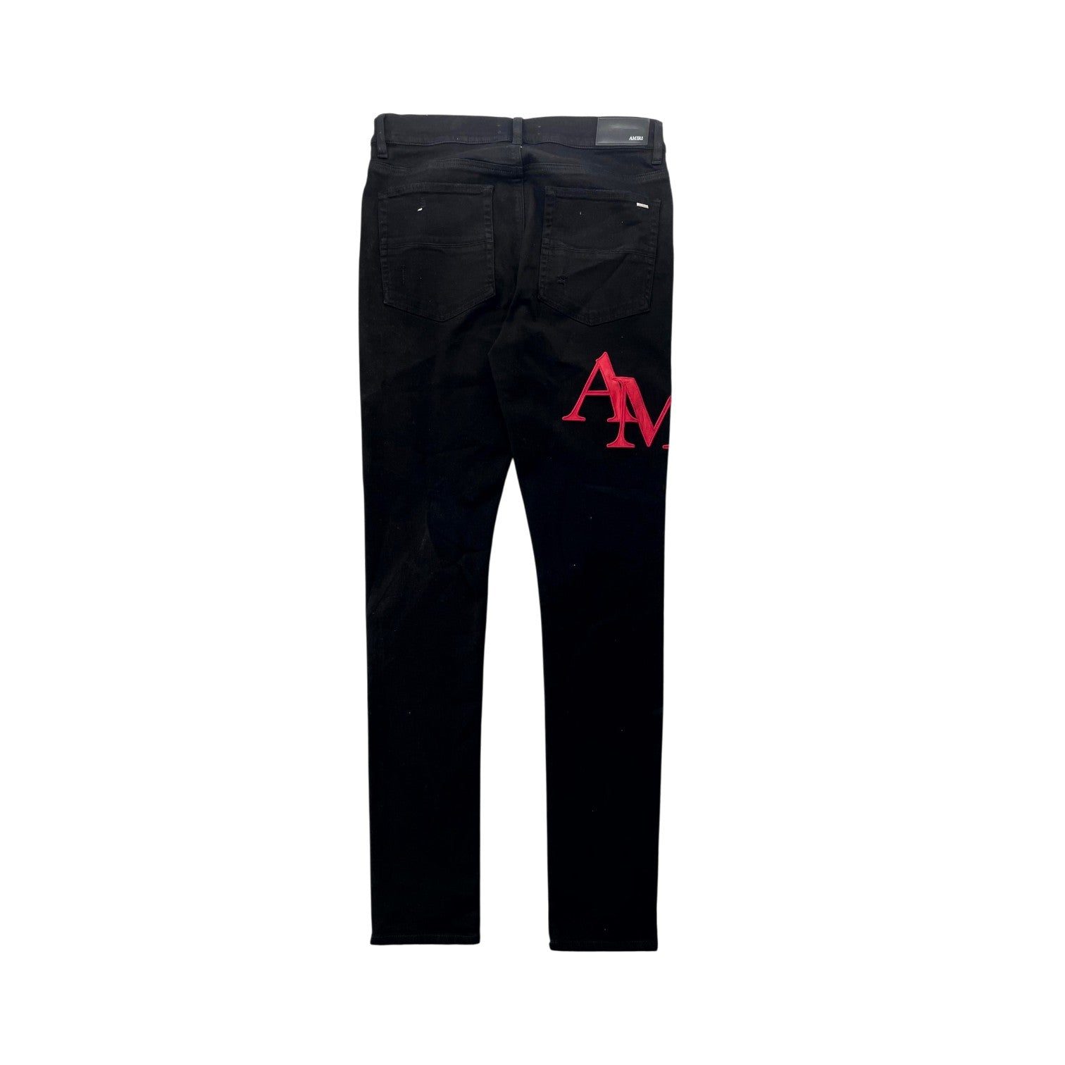 Amiri Staggered Side Logo Black & Red Jeans
