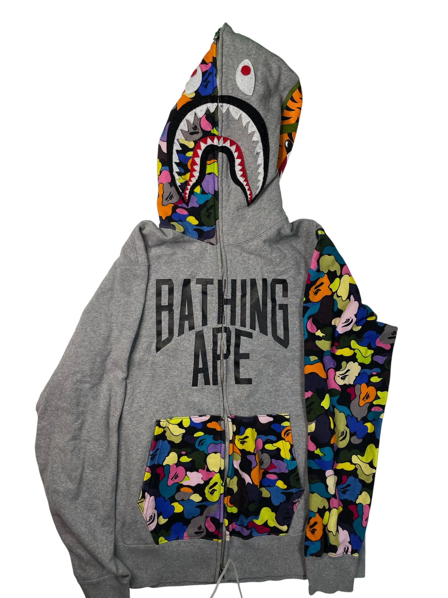 BAPE 'ABA Shark' Grey Multi Camo Zip Up Hoodie