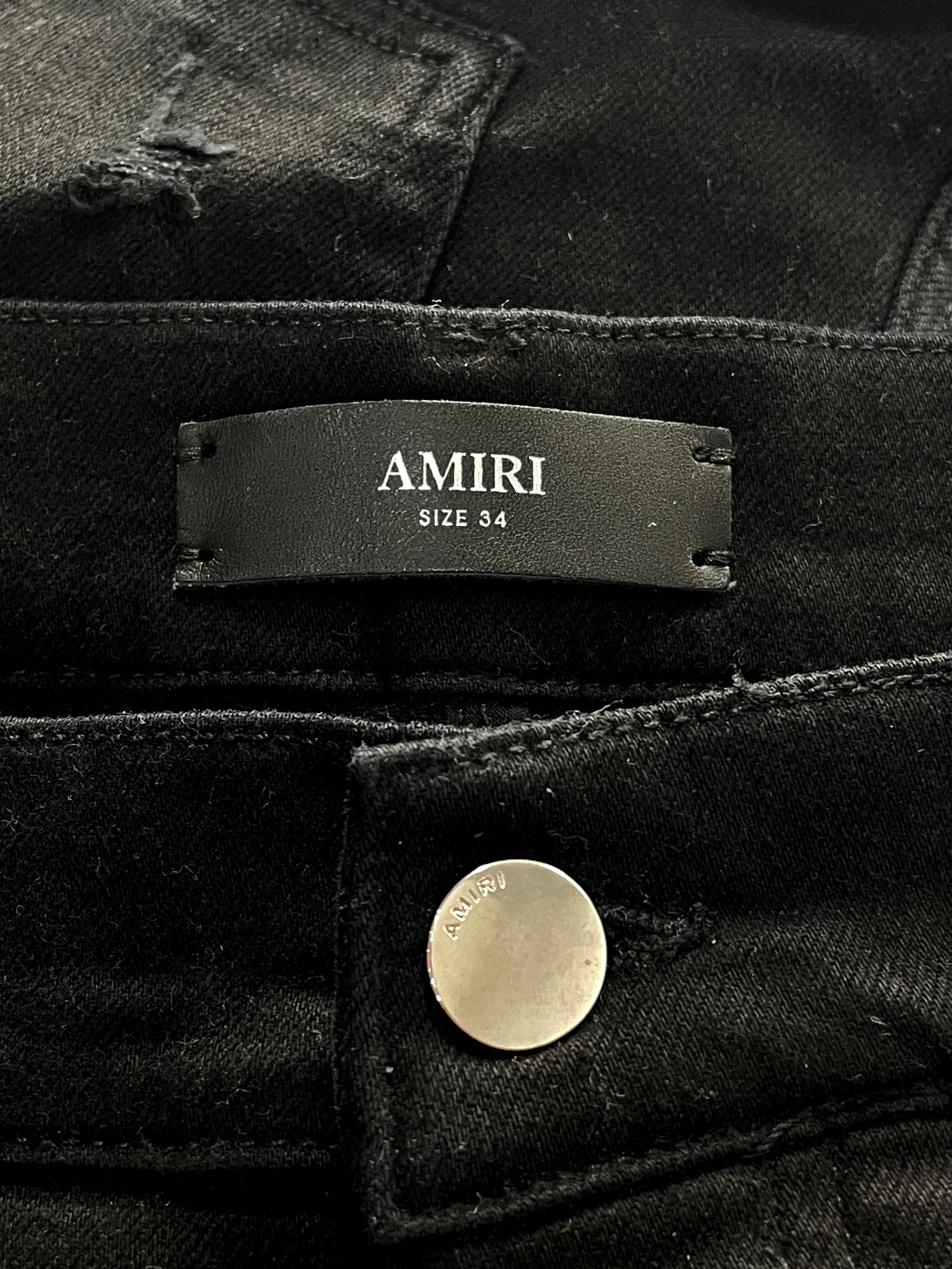 Amiri Staggered Side Logo Black & Red Jeans