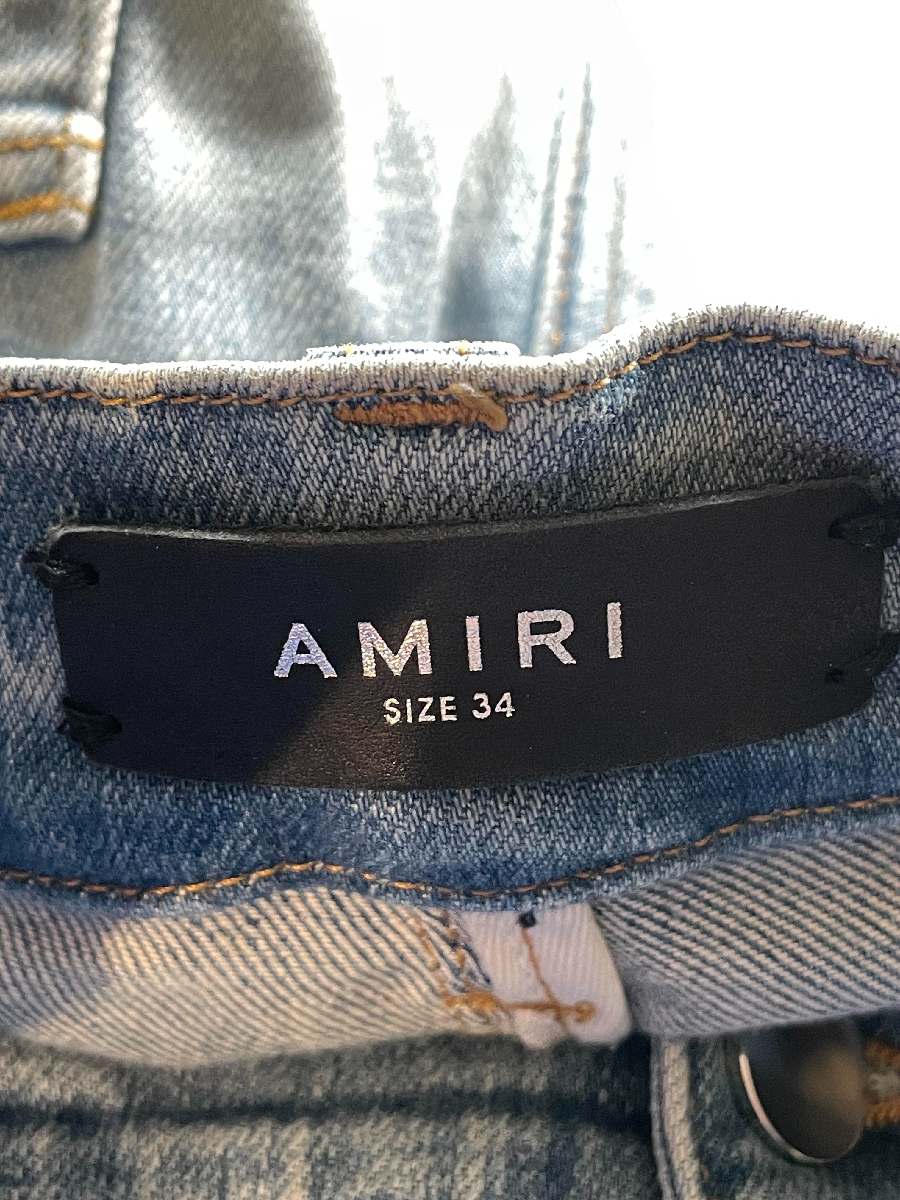 Amiri Paisley Thrasher Orange Patchwork Light Wash Jeans