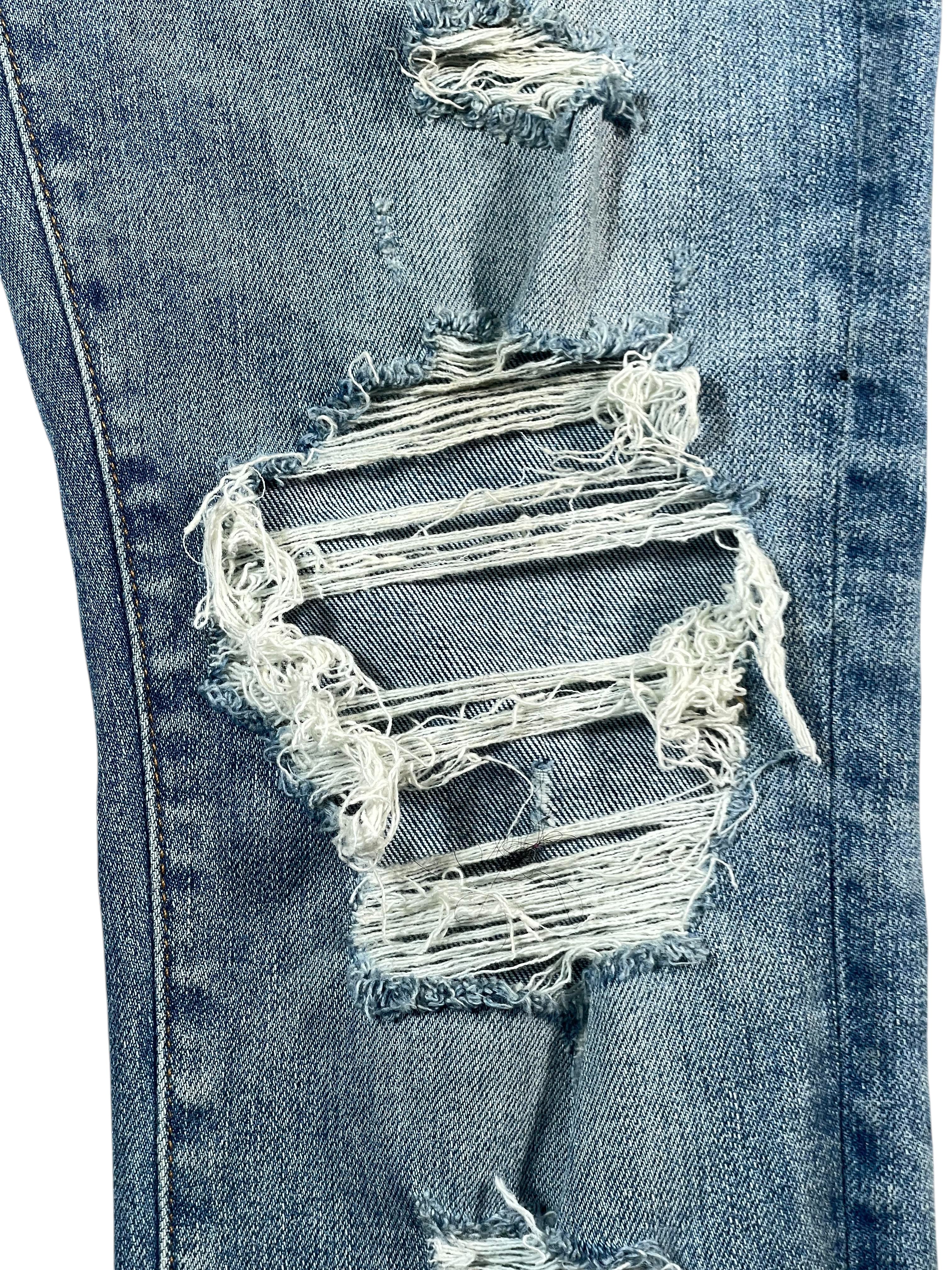 Amiri Floral Purple Patch Light Wash Jeans