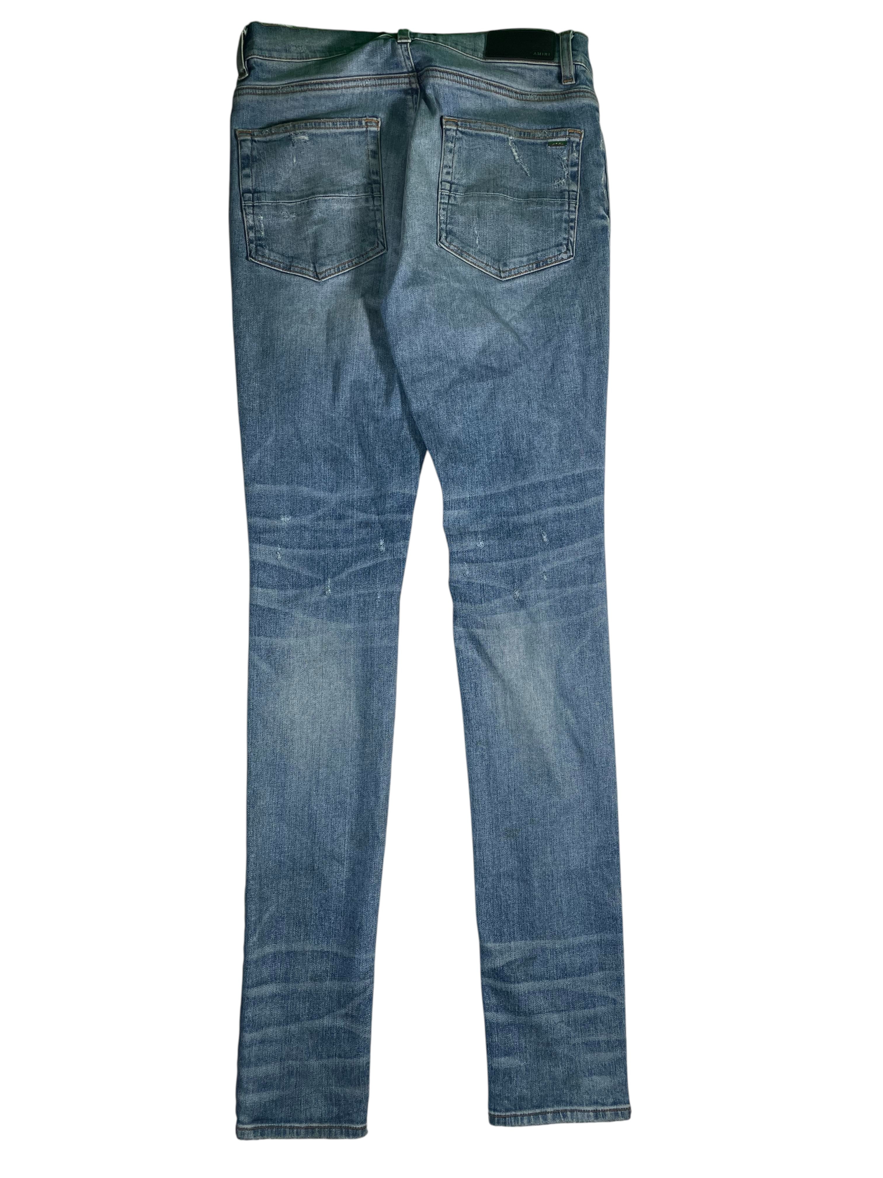 Amiri Floral Purple Patch Light Wash Jeans