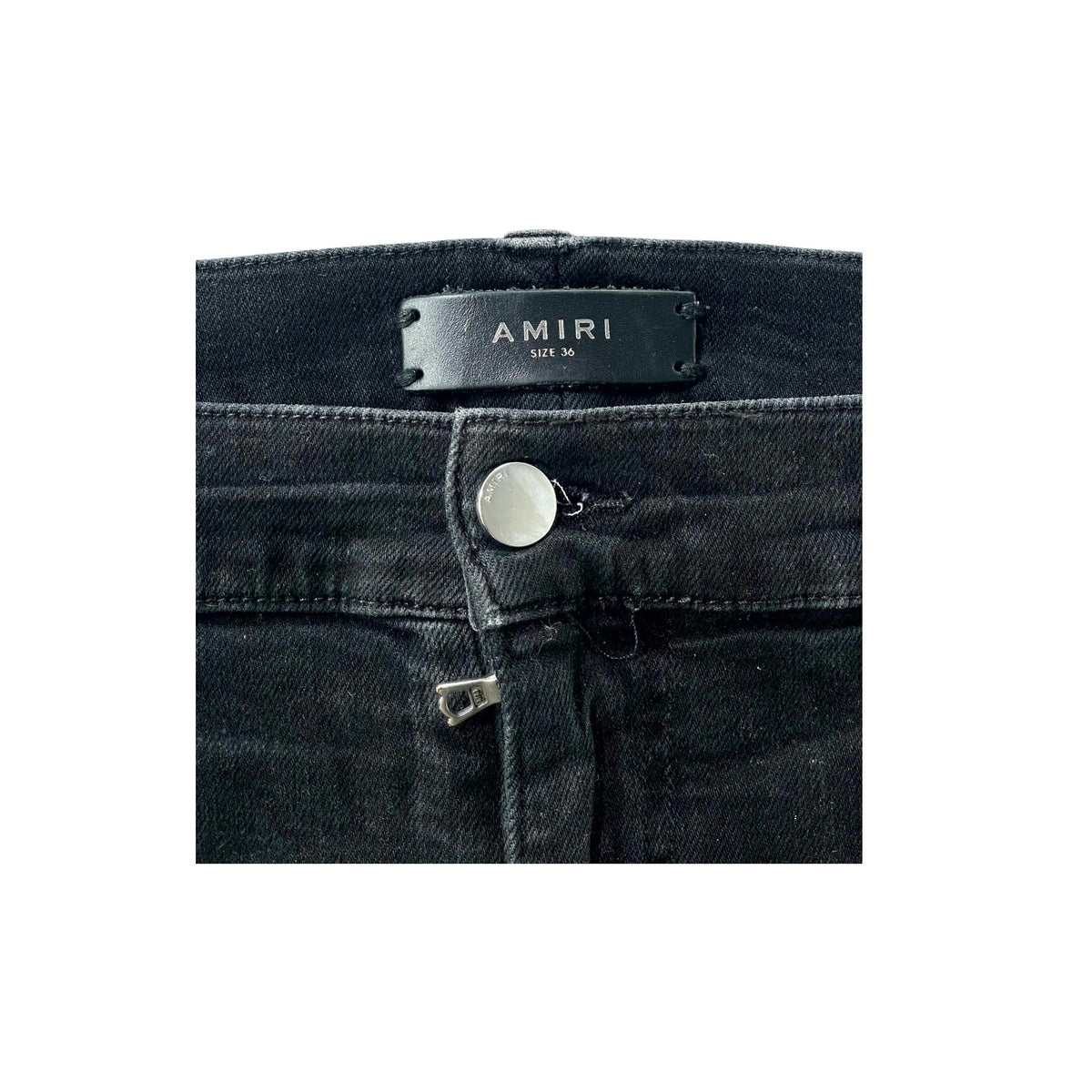 Amiri Splatter Ripped Black Wash & White Jeans