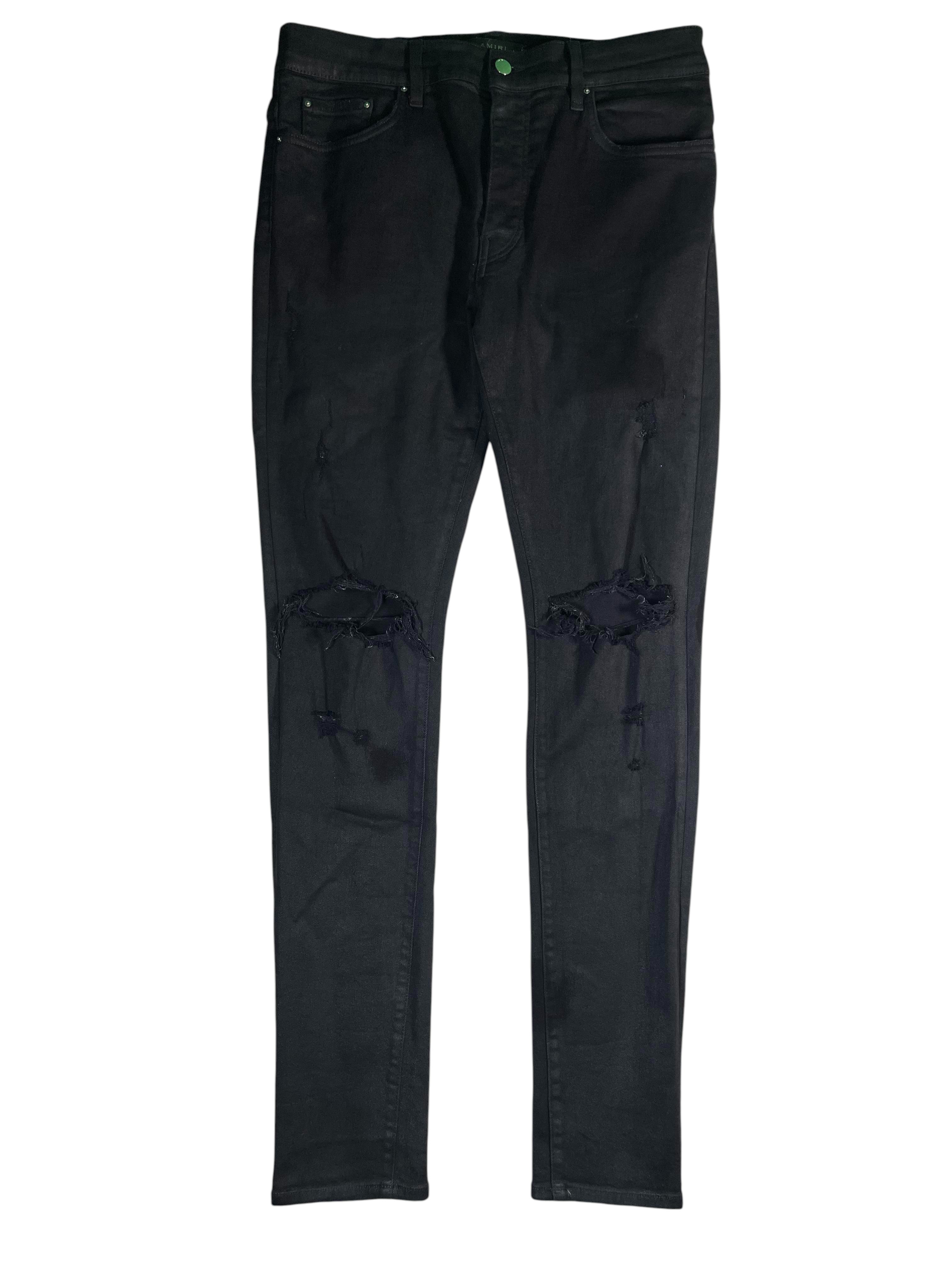 Amiri Black Knee Rip Jeans