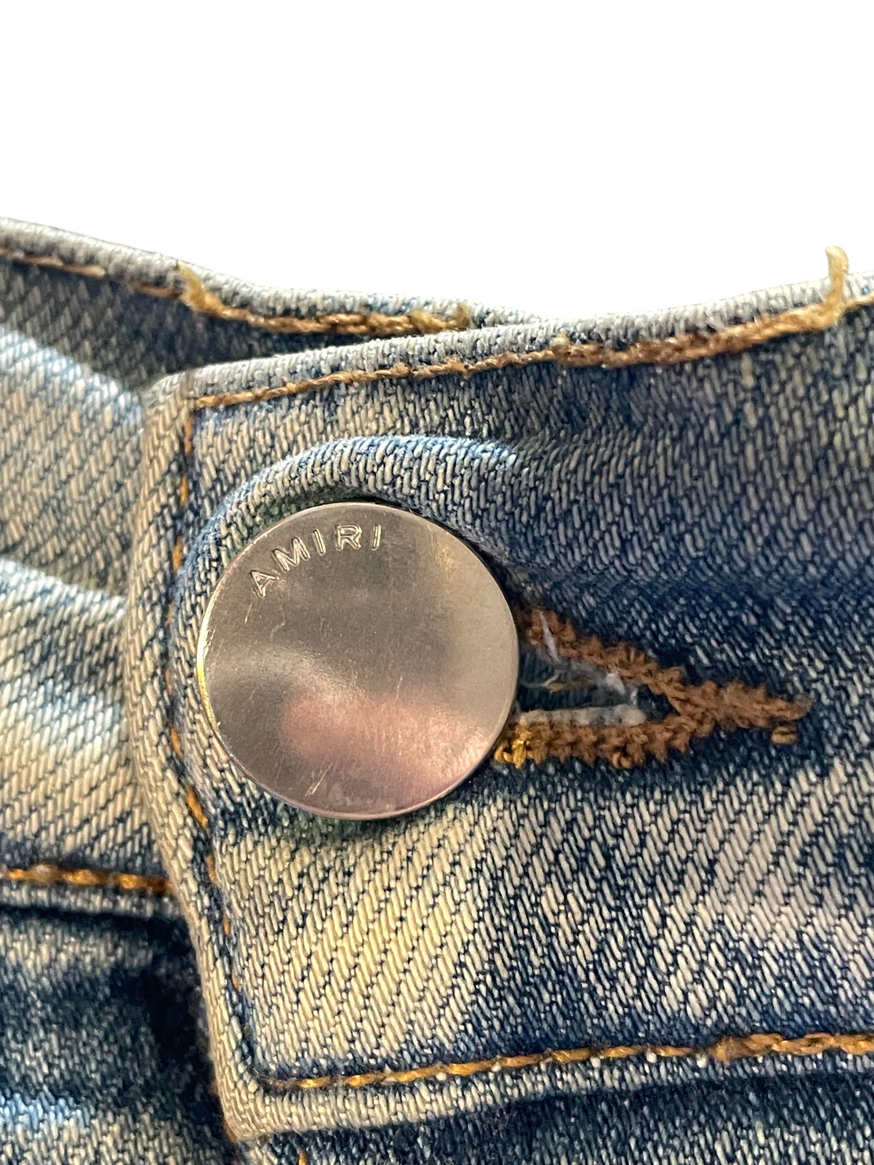 Amiri MX2 Paisley Light Wash Cream Jeans