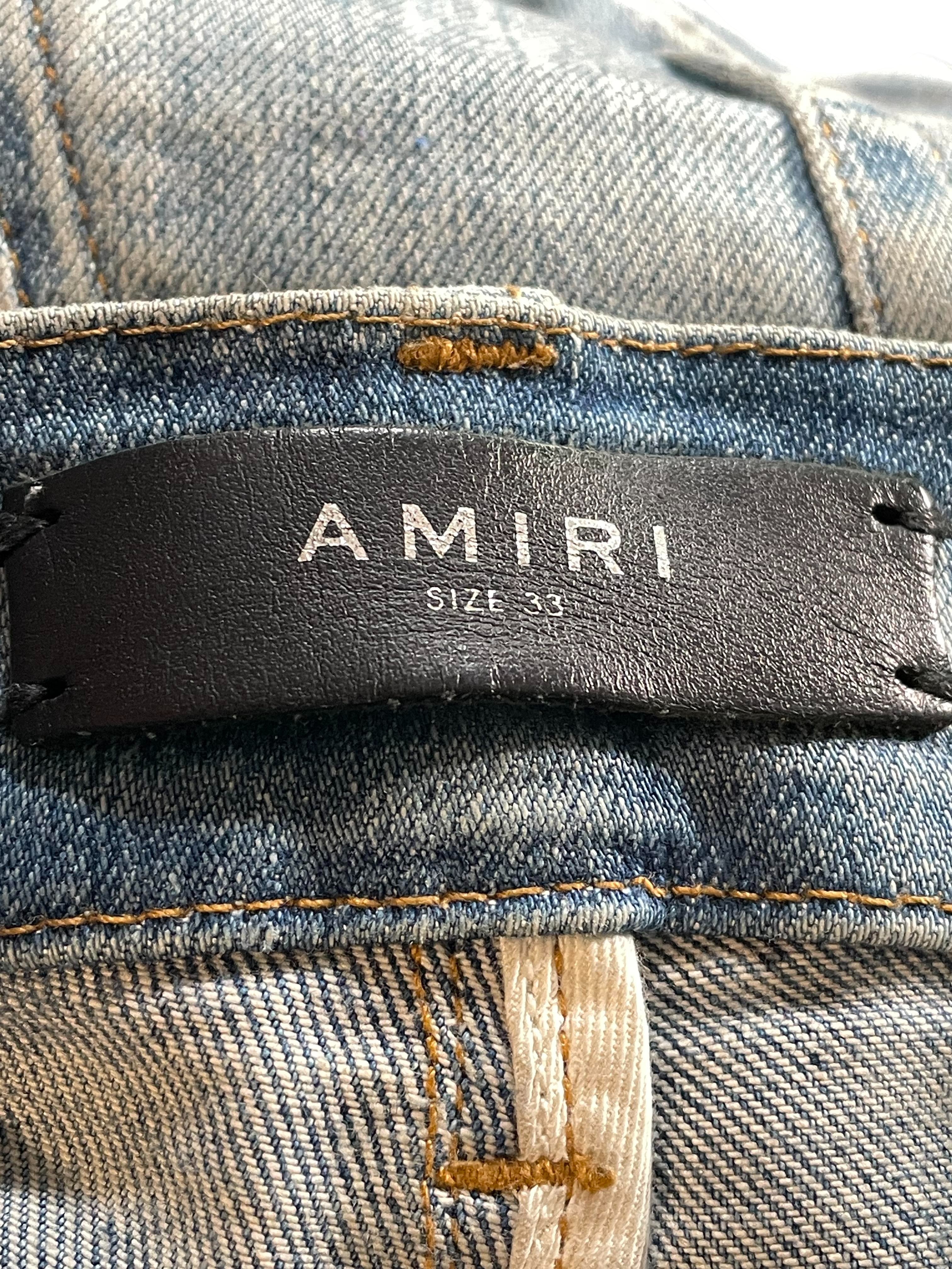 Amiri MX2 Paisley Light Wash Cream Jeans