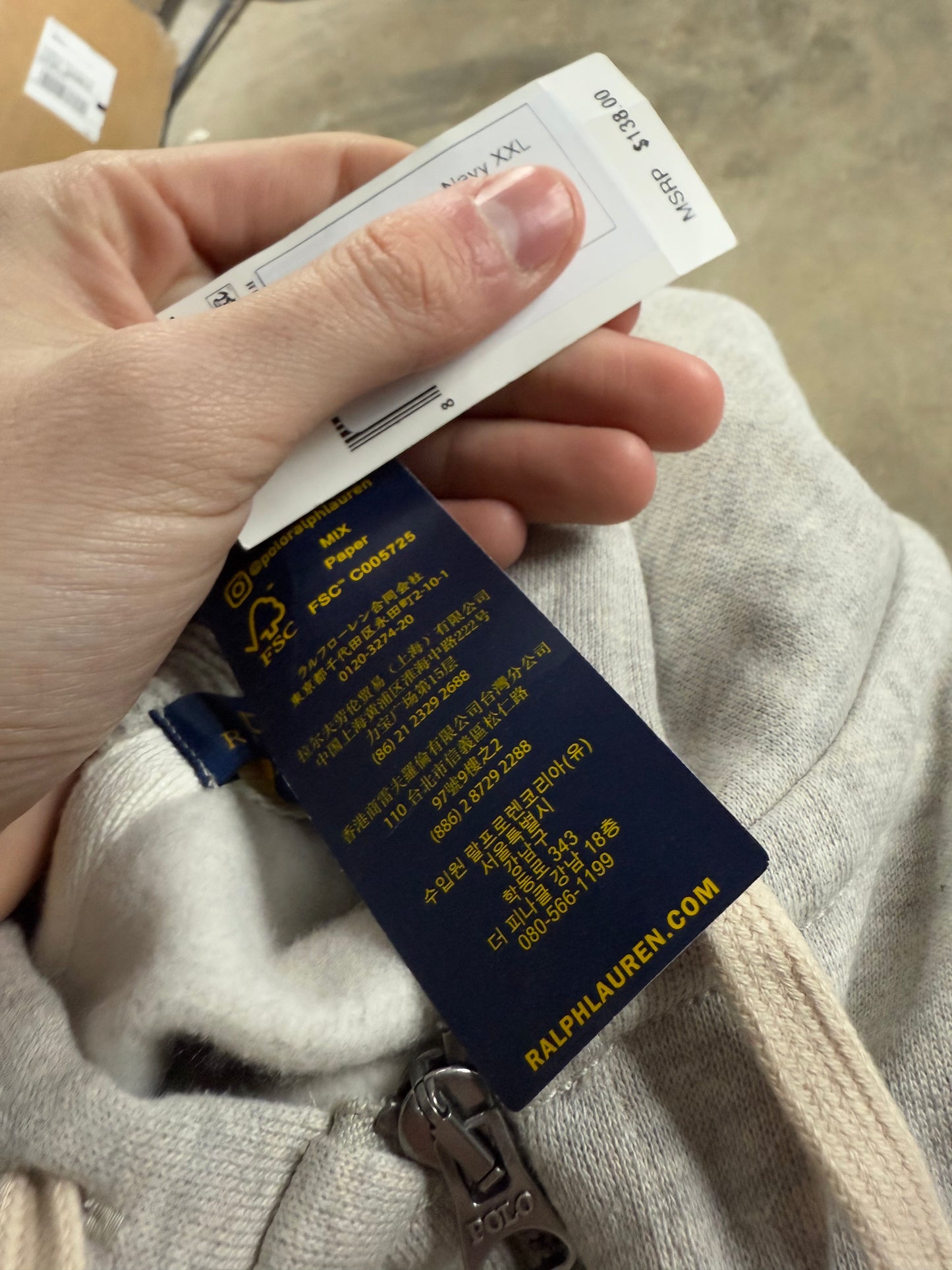 Polo Zip Up Grey Navy New with Tags XXL