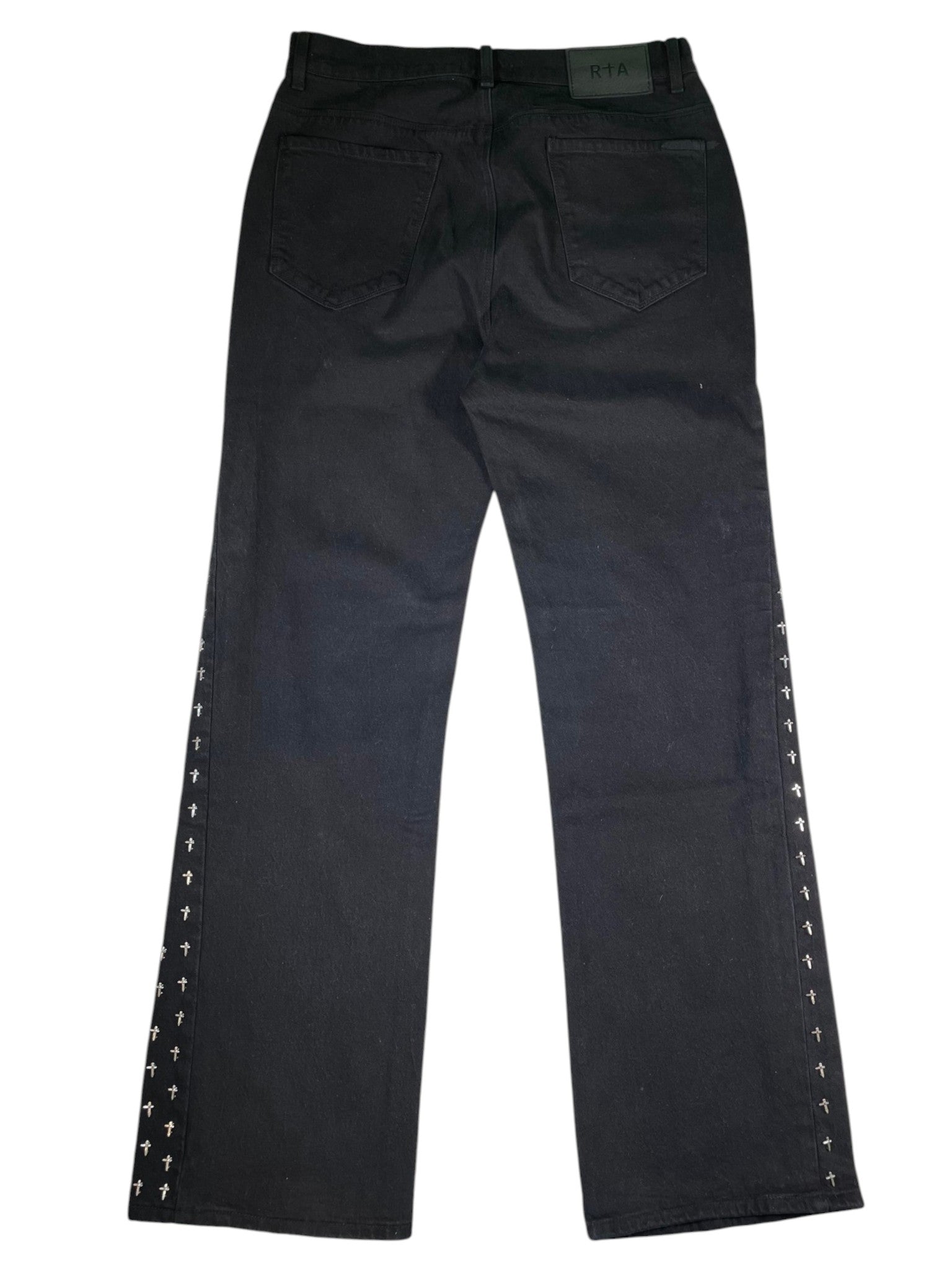 RTA Metal Pin Baggy Black Jeans