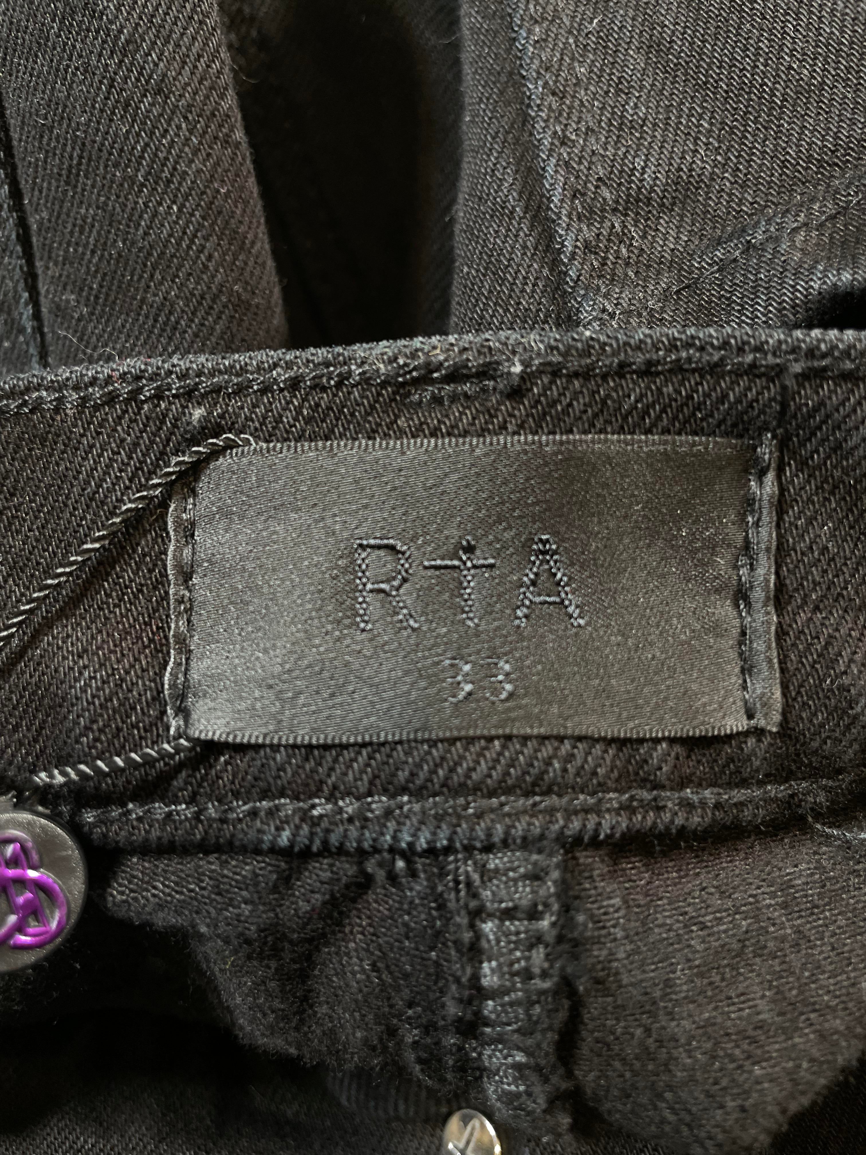 RTA Metal Pin Baggy Black Jeans