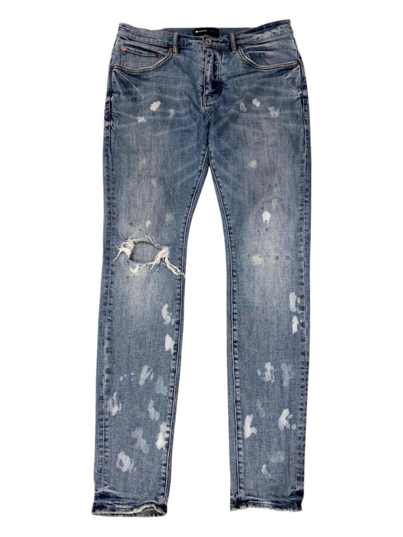 Purple Brand Paint Splatter Dark Wash Jeans