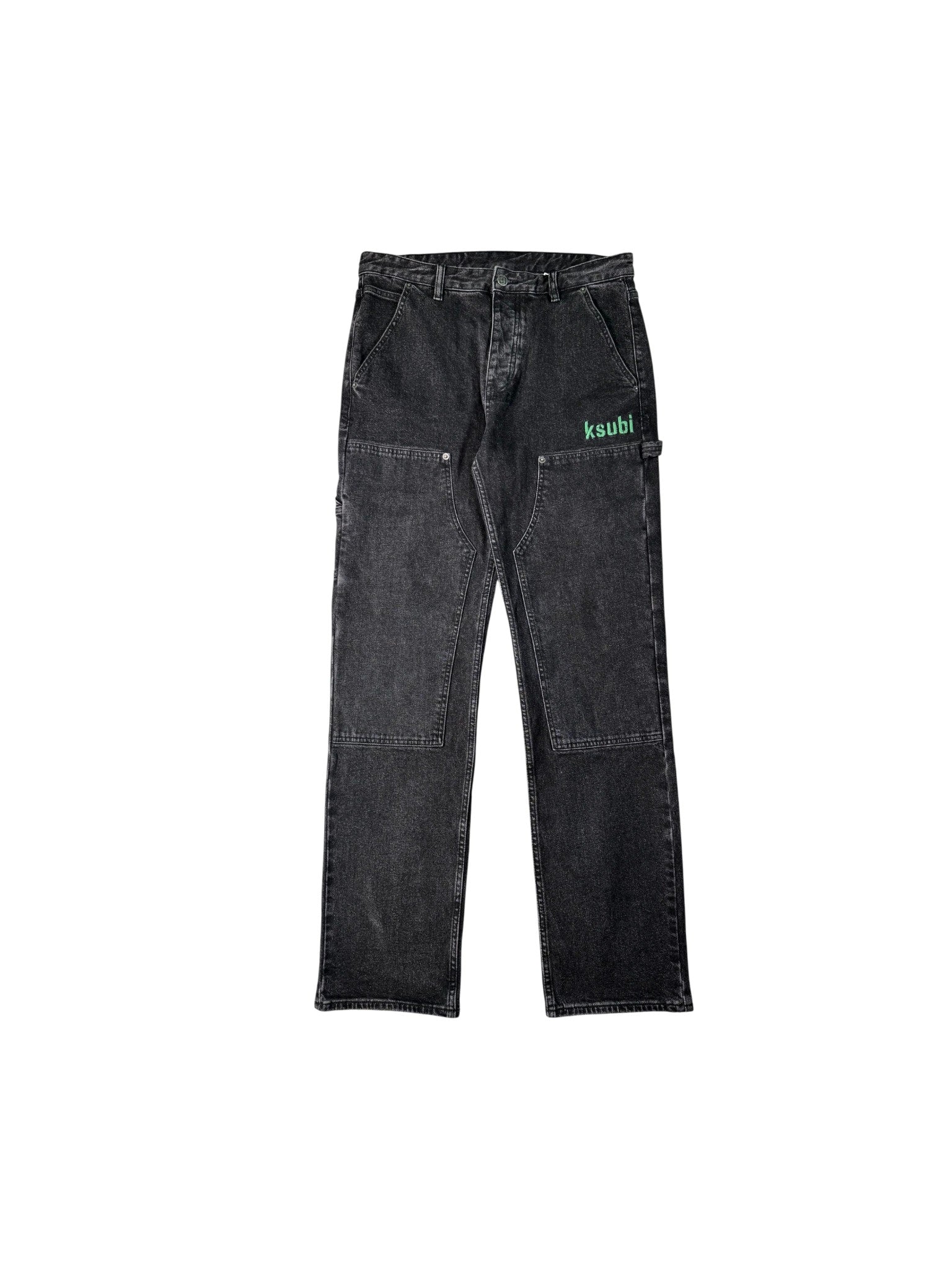 Ksubi "Double Knee Carpenter" Black Wash & Green Jeans