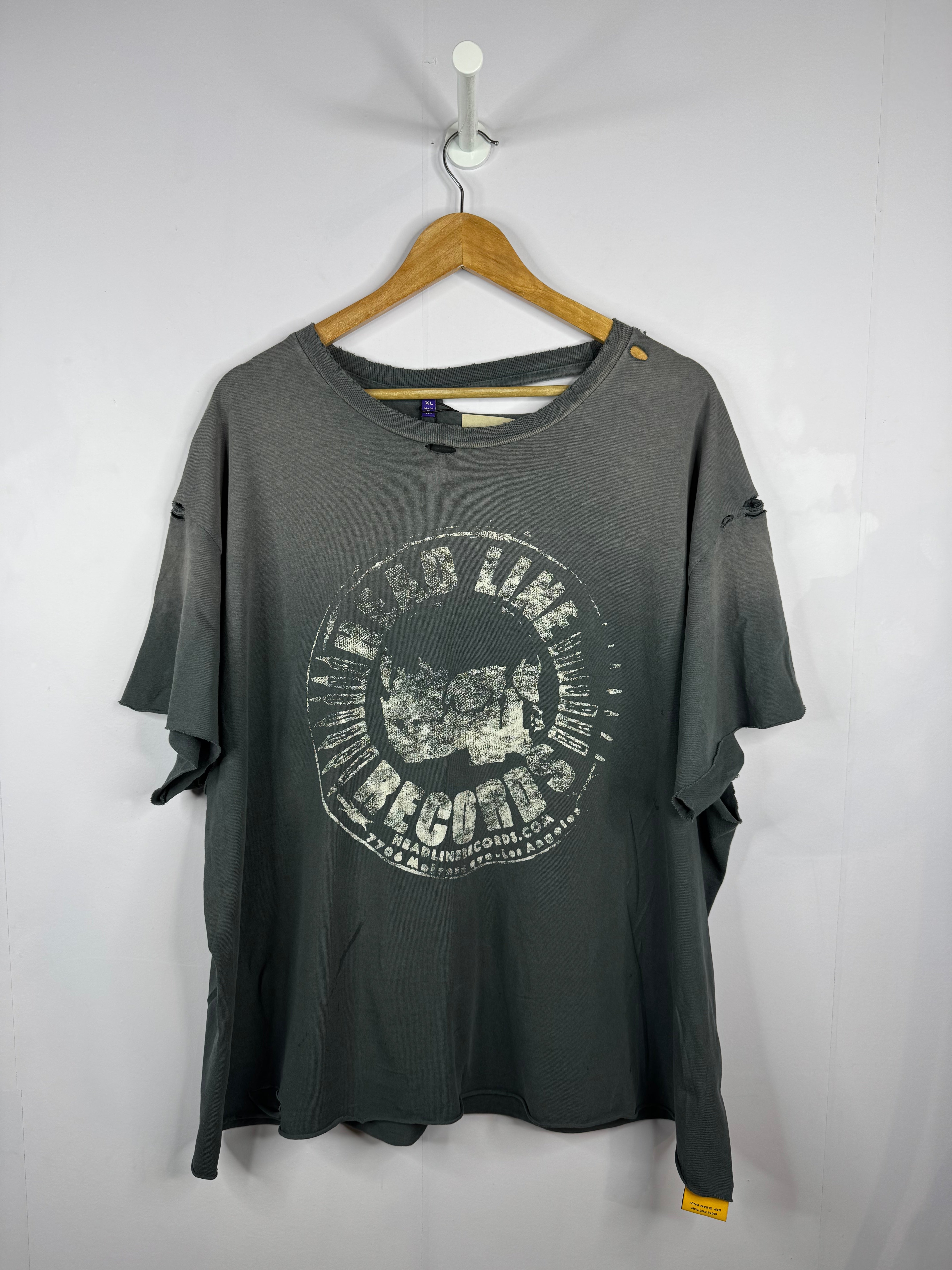 Gallery Dept Head Line Records Distressed Black Tee