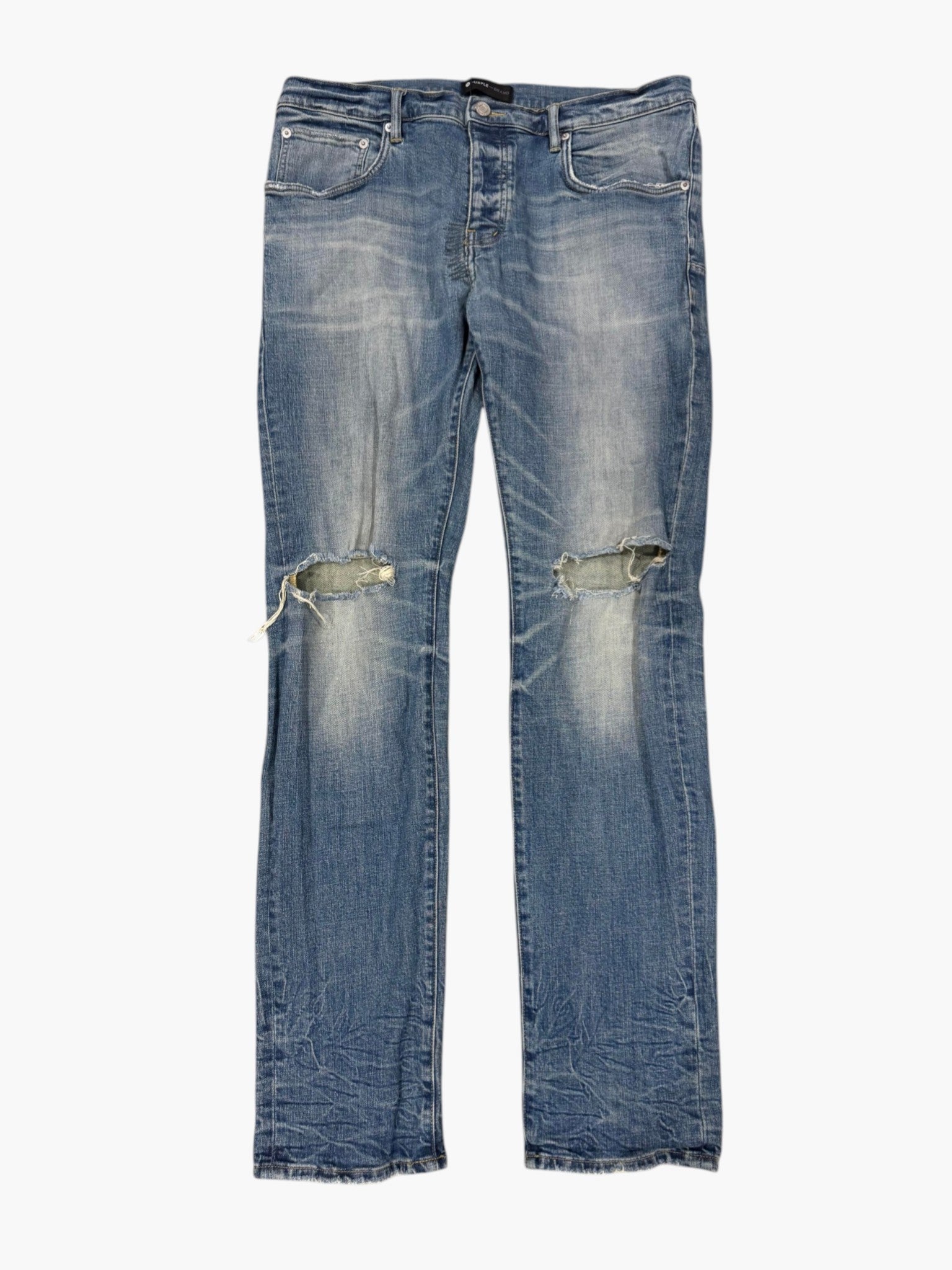 Purple Brand Light Wash Knee Ripped Jeans