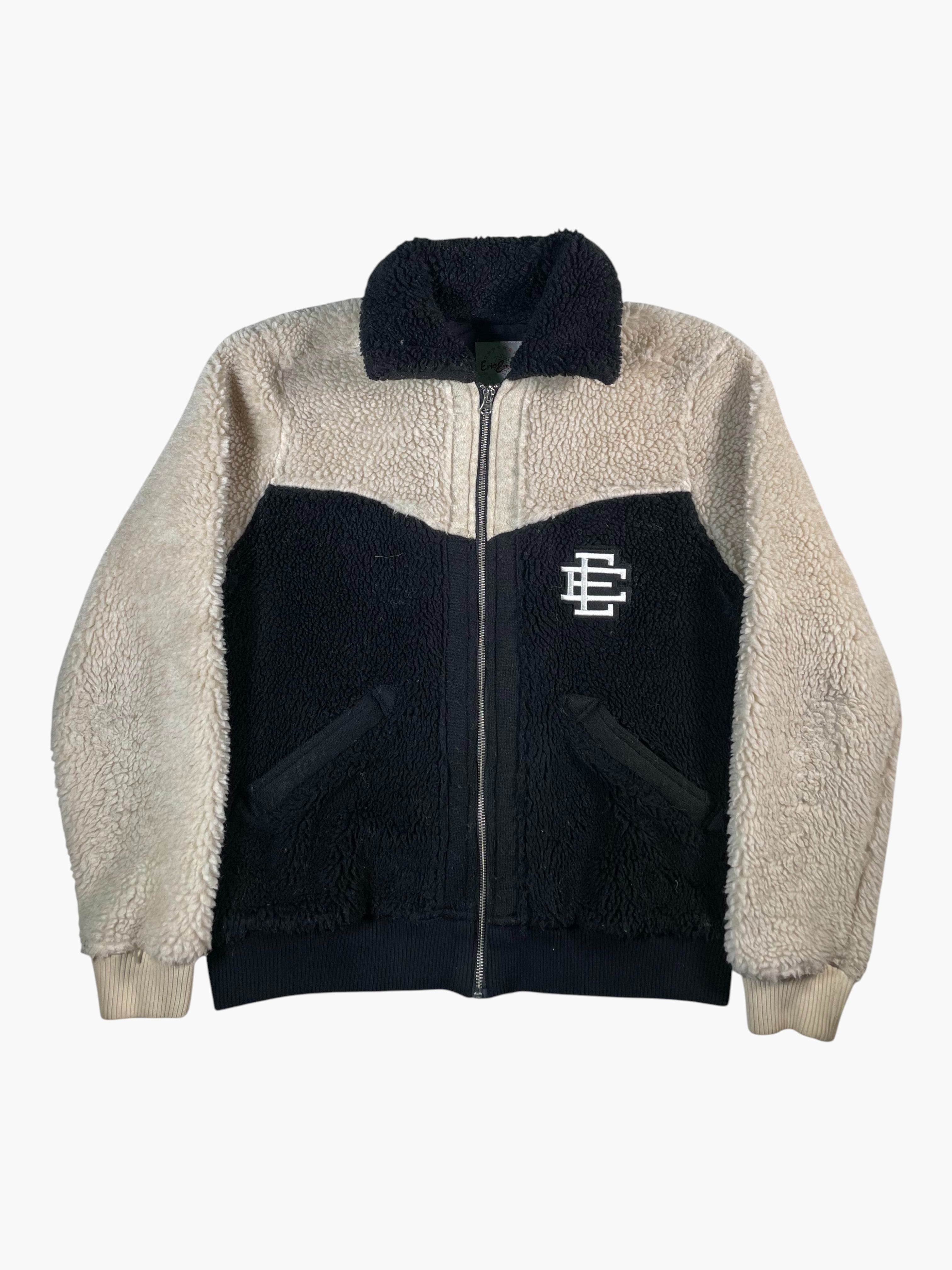 Eric Emanuel Sherpa Black & Cream Fleece Zip Up