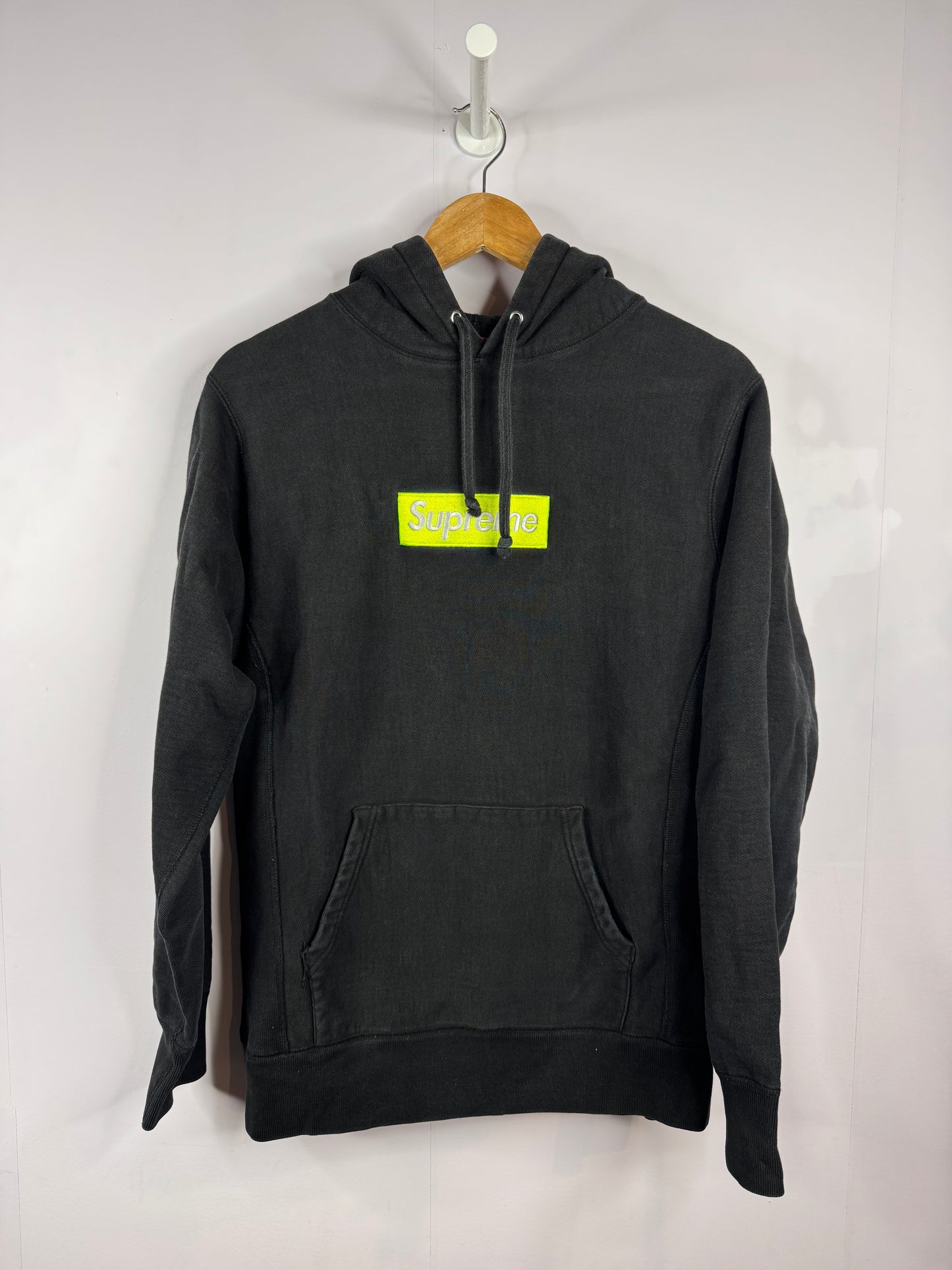 Supreme Lime Box Logo Black Hoodie