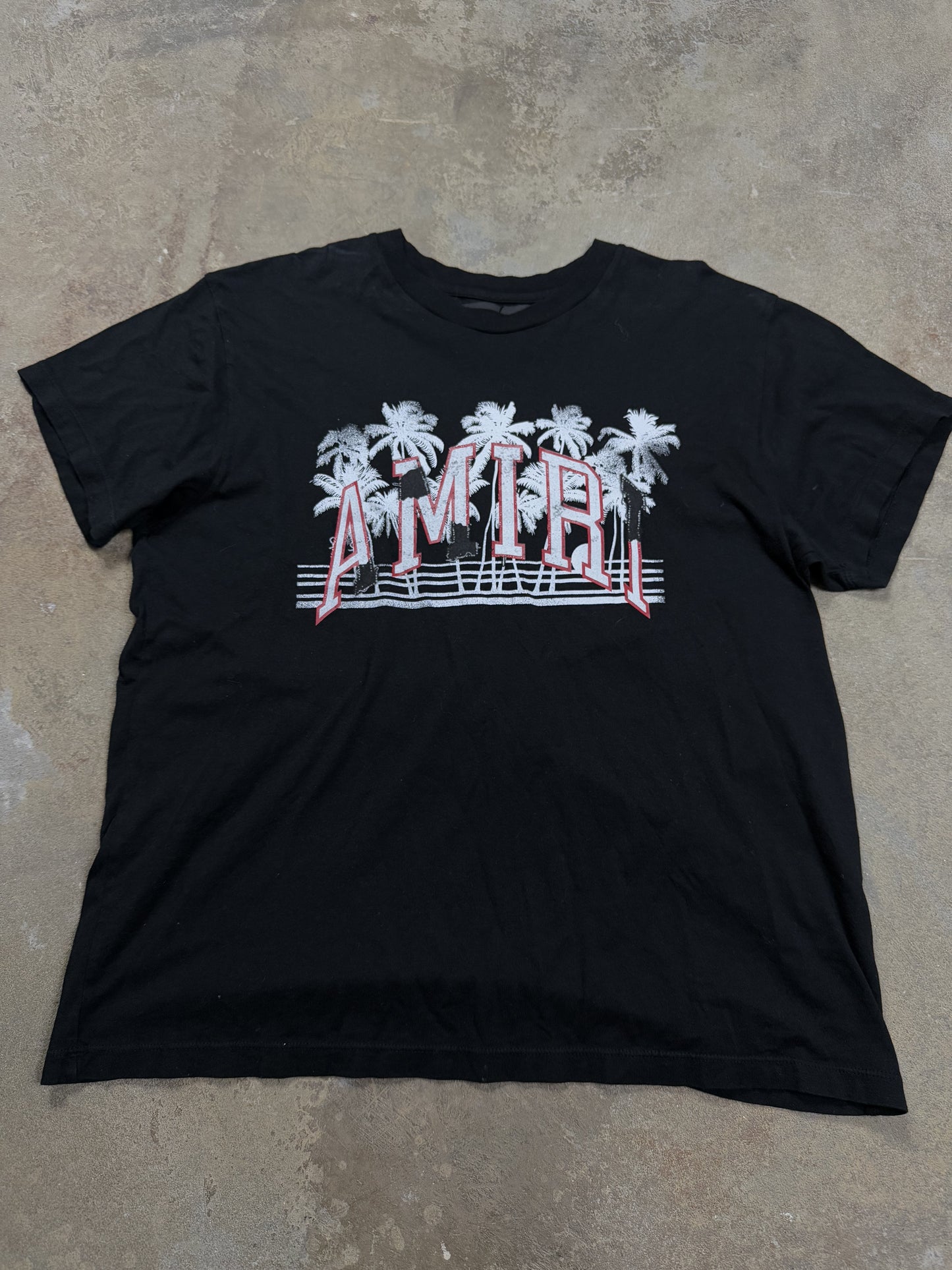 Amiri Tee Black Red Palm Medium Used