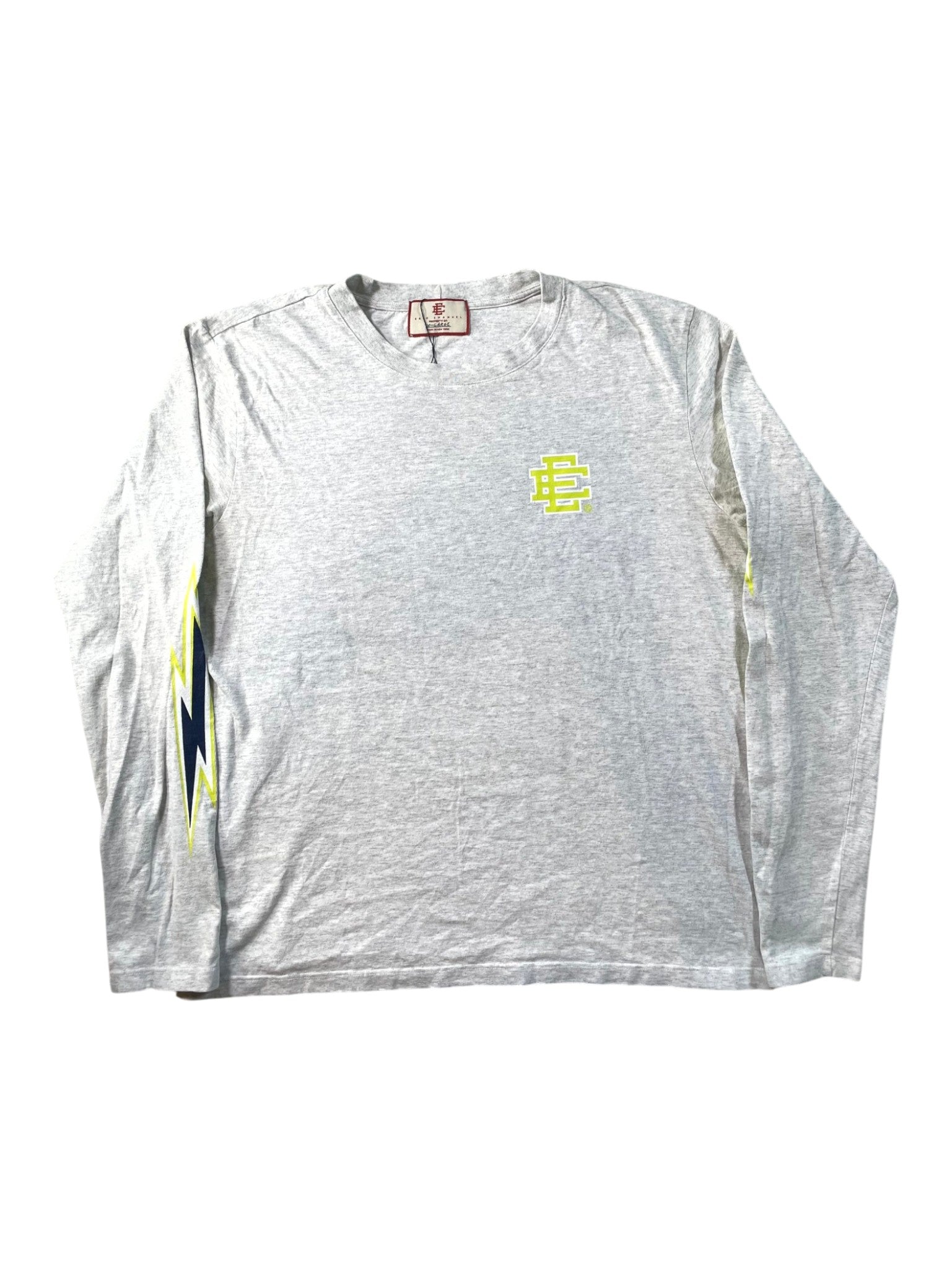 Eric Emanuel "Thunderbolt" Long Sleeve Grey & Lime T shirt