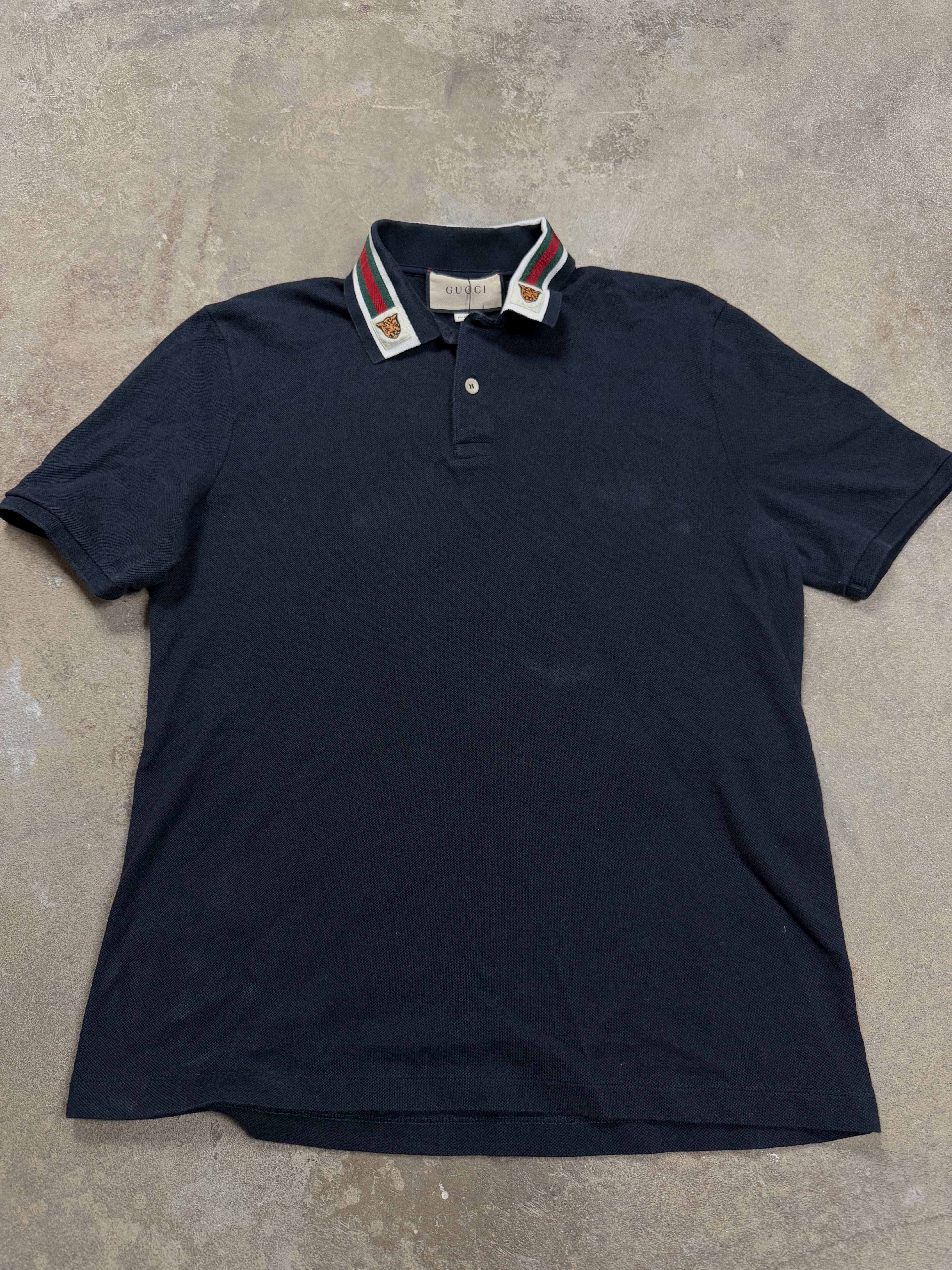 Gucci Future Modern Knit Collar Polo Blue Used Medium
