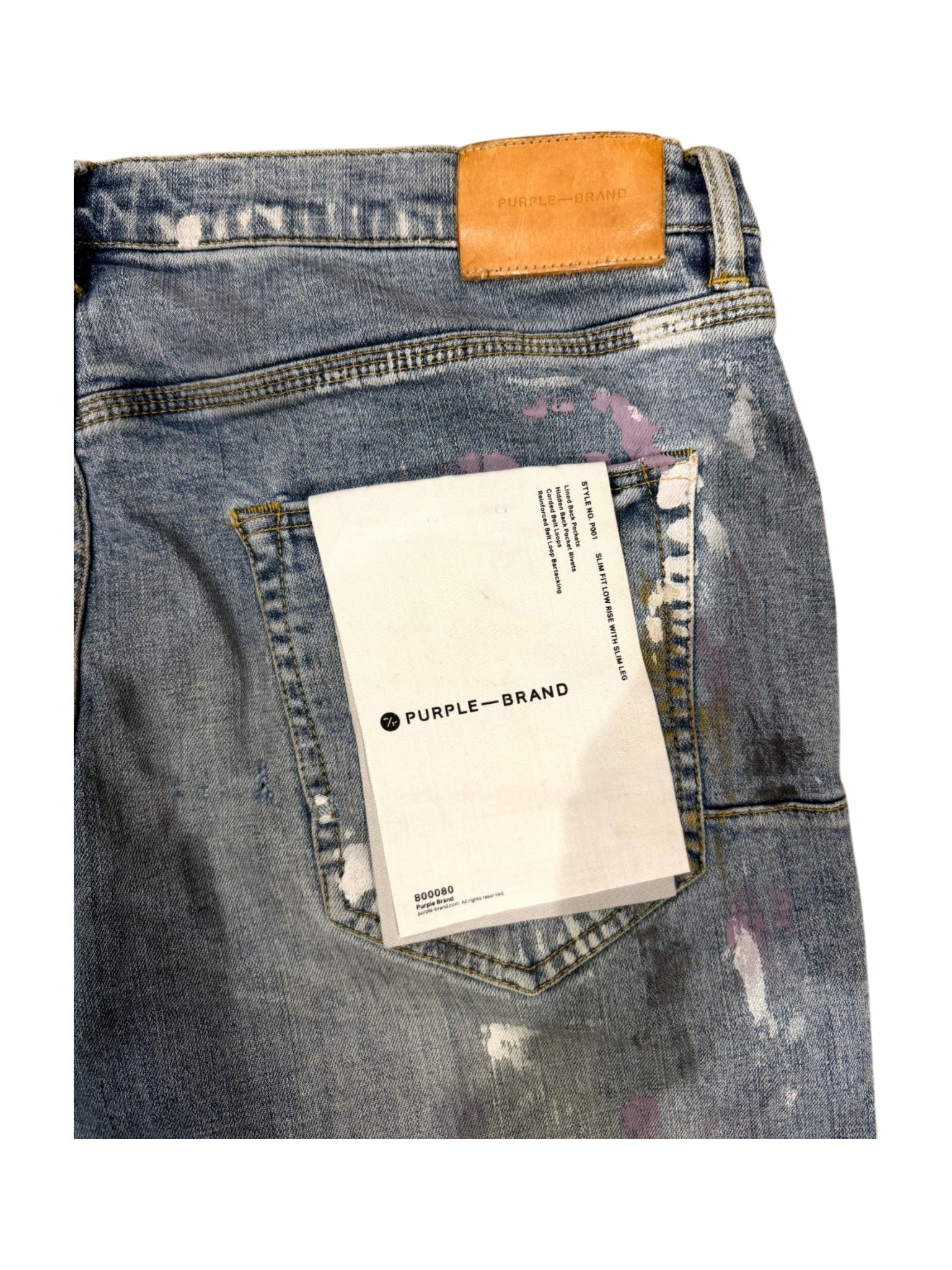 Purple Brand Multi Splatter Ripped Light Wash Jeans