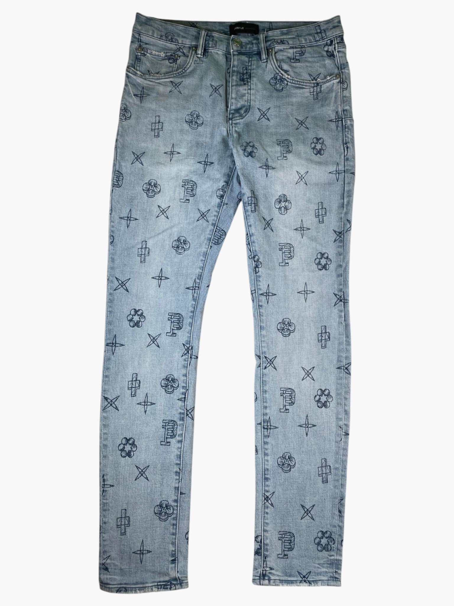 Purple Brand Splatter Grey Wash Jeans