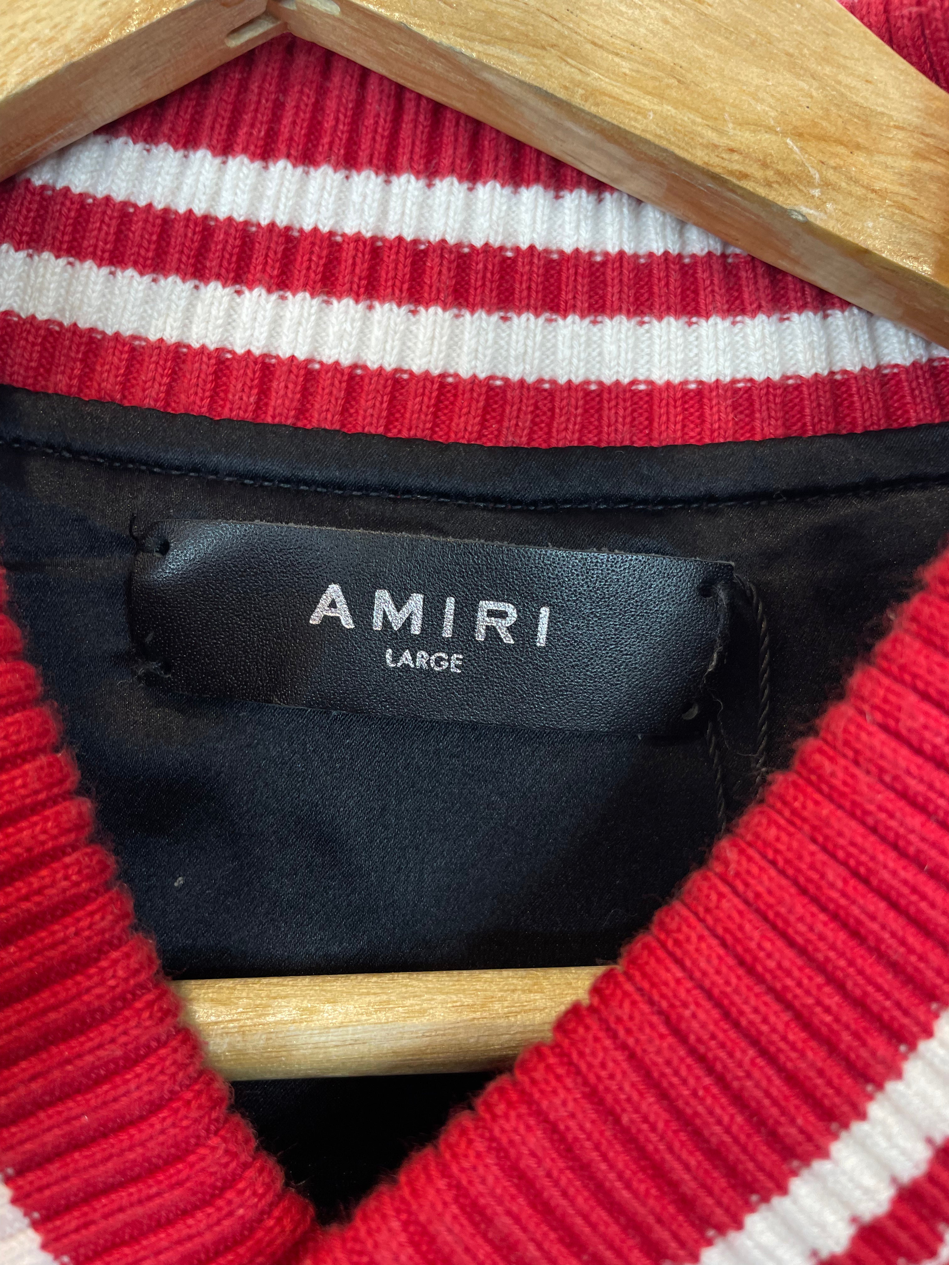 Amiri Varsity Red Satin Jacket