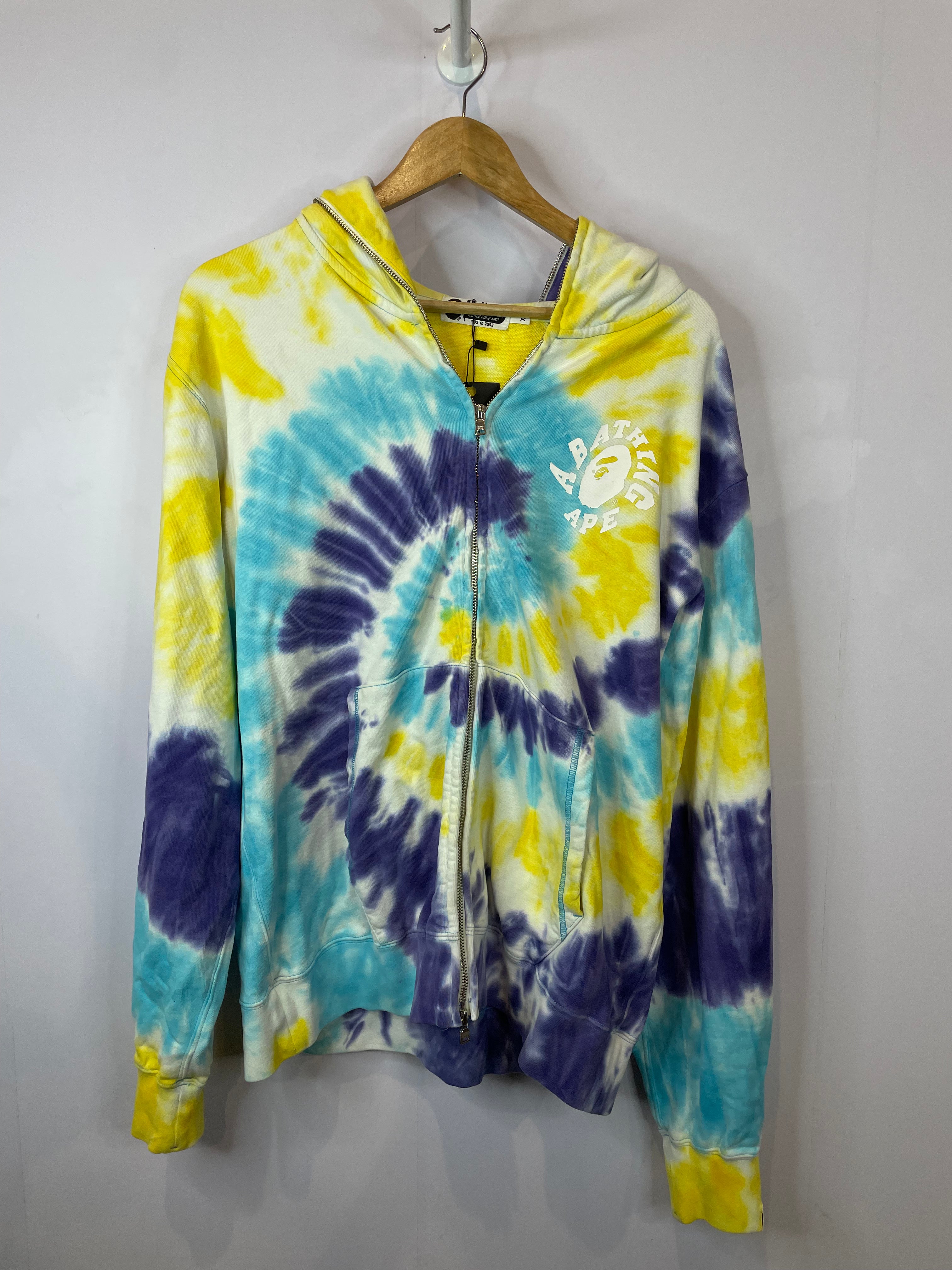 BAPE Tie Die Zip Up Blue Purple & Yellow Hoodie