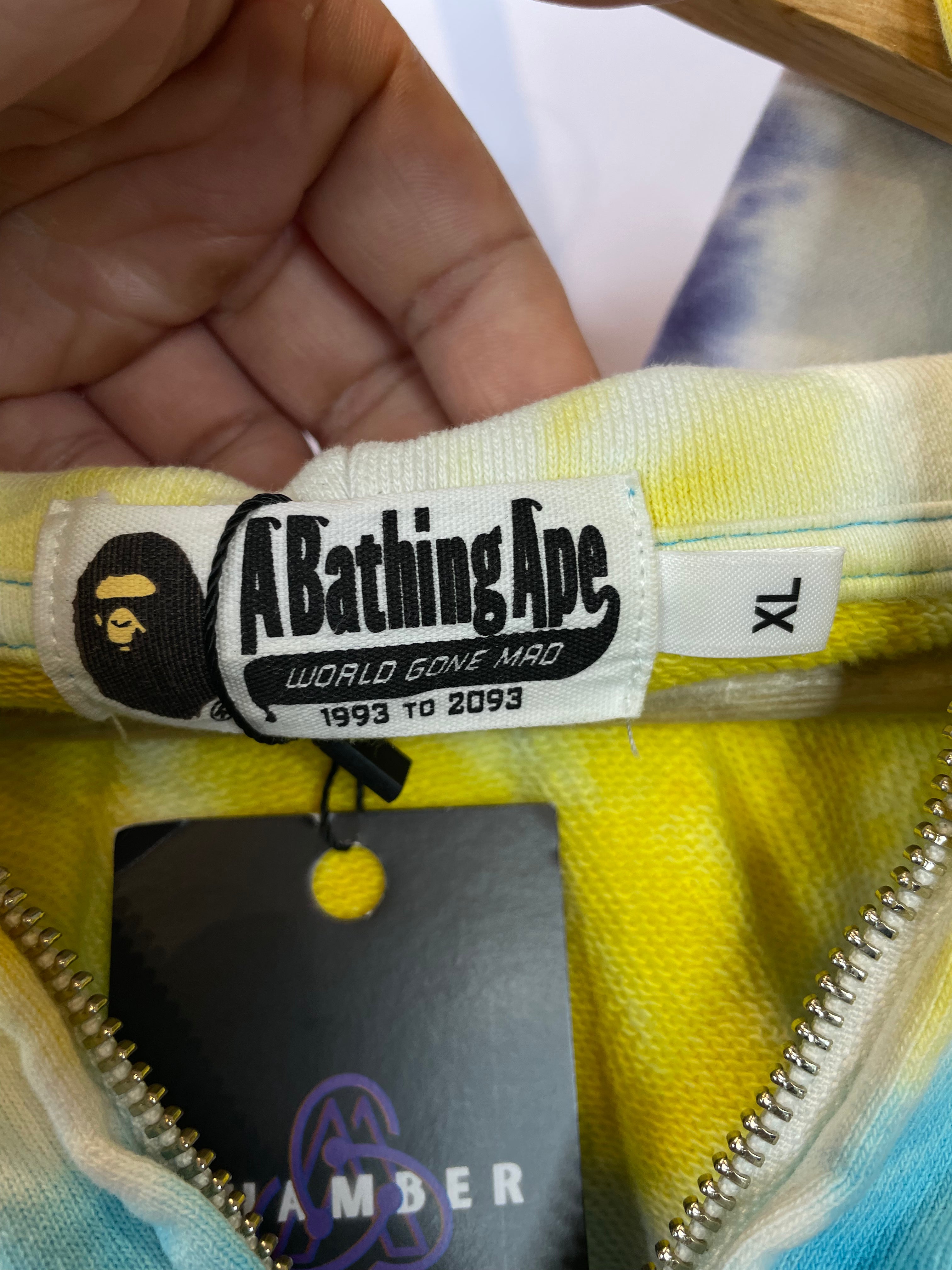 BAPE Tie Die Zip Up Blue Purple & Yellow Hoodie